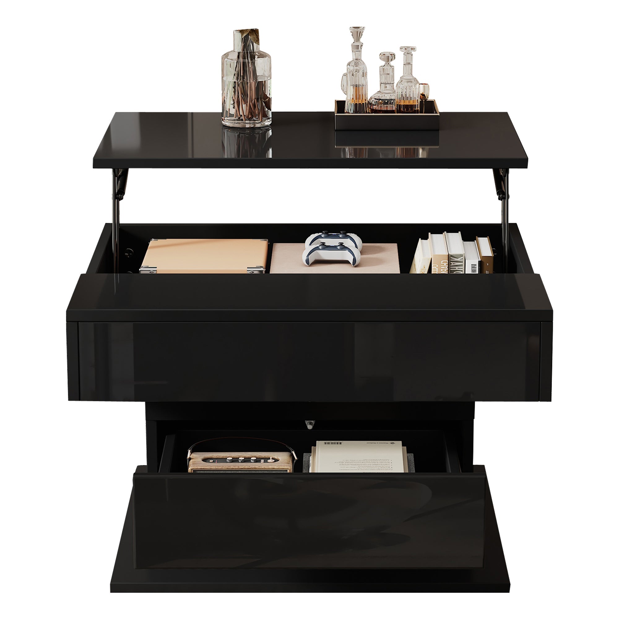 Logidon Salontafel 70x70 cm met draaibaar blad en lade zwart