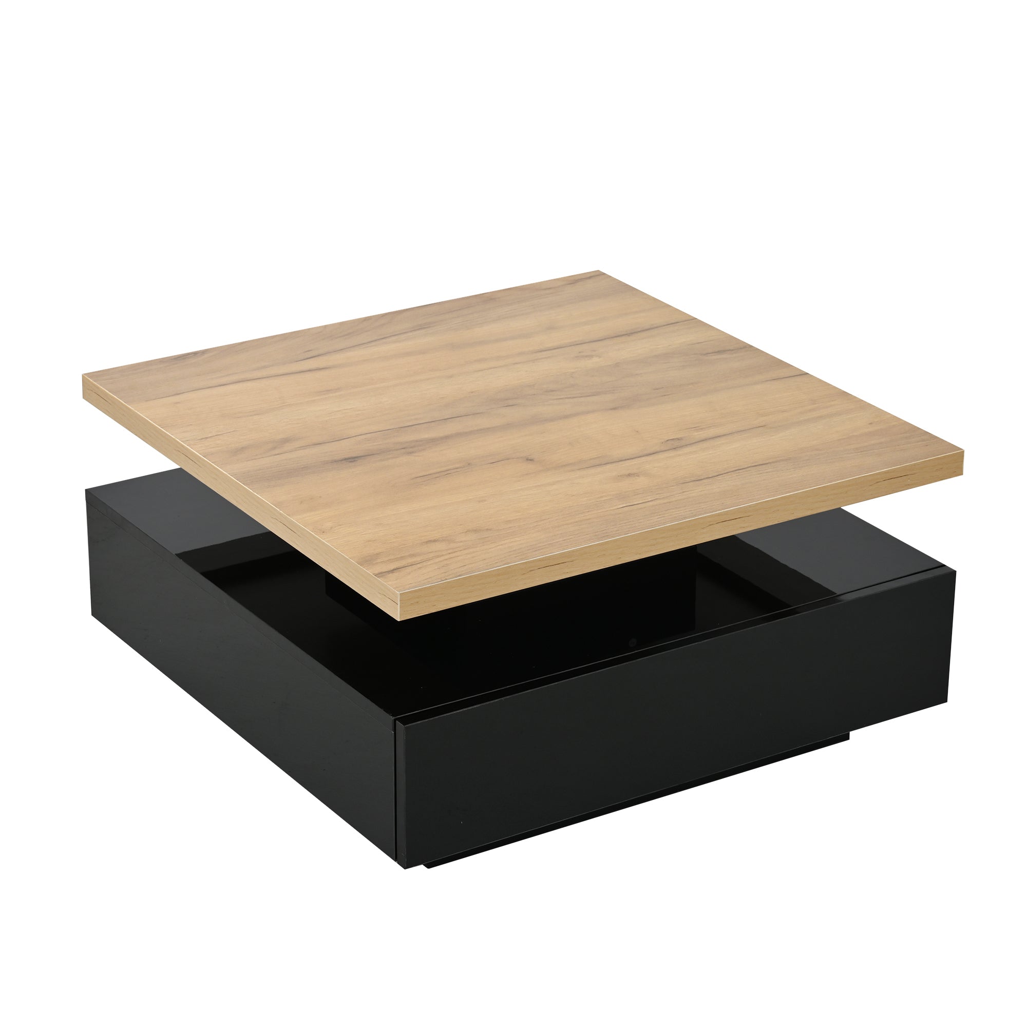 Logidon Vierkante Draaibare Salontafel 70x70 cm Bruin 360 graden