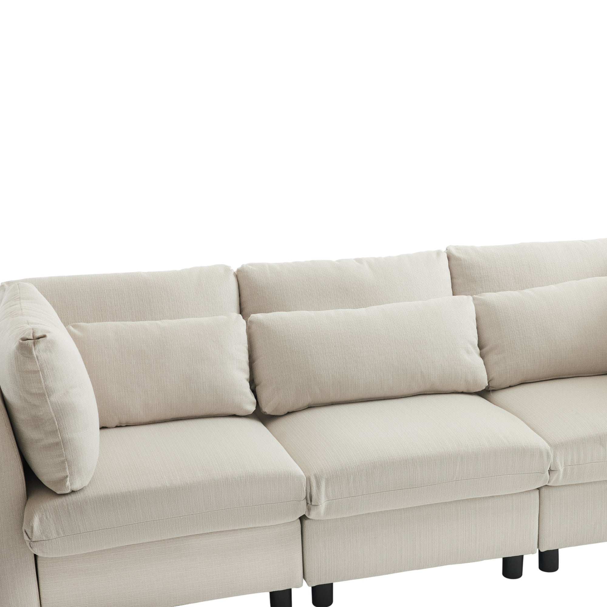 Logidon hoekbank beige stof moderne driezitsbank met voetenbank