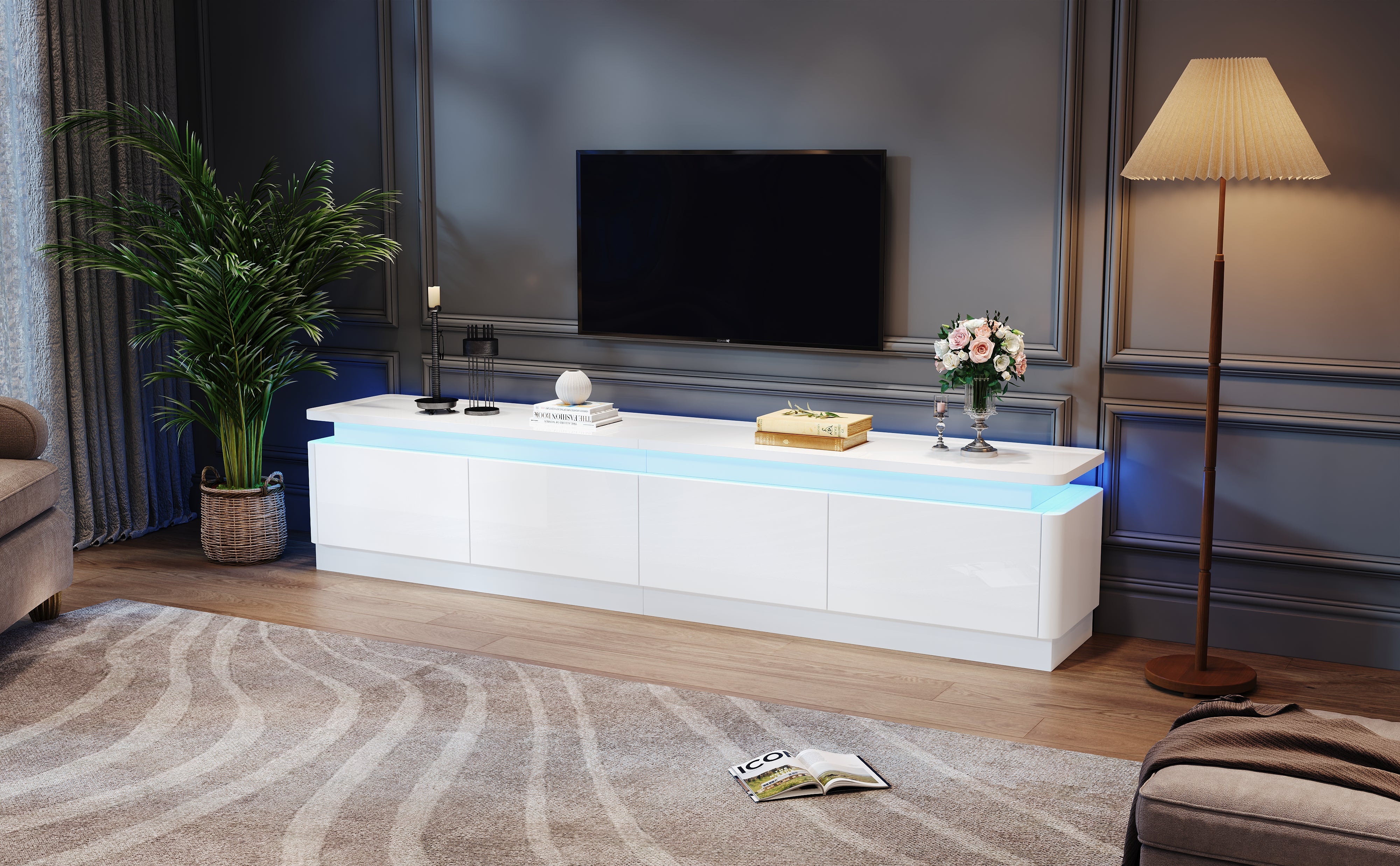 Logidon TV-meubel wit 180x34x40 cm met LED-verlichting 4 lades