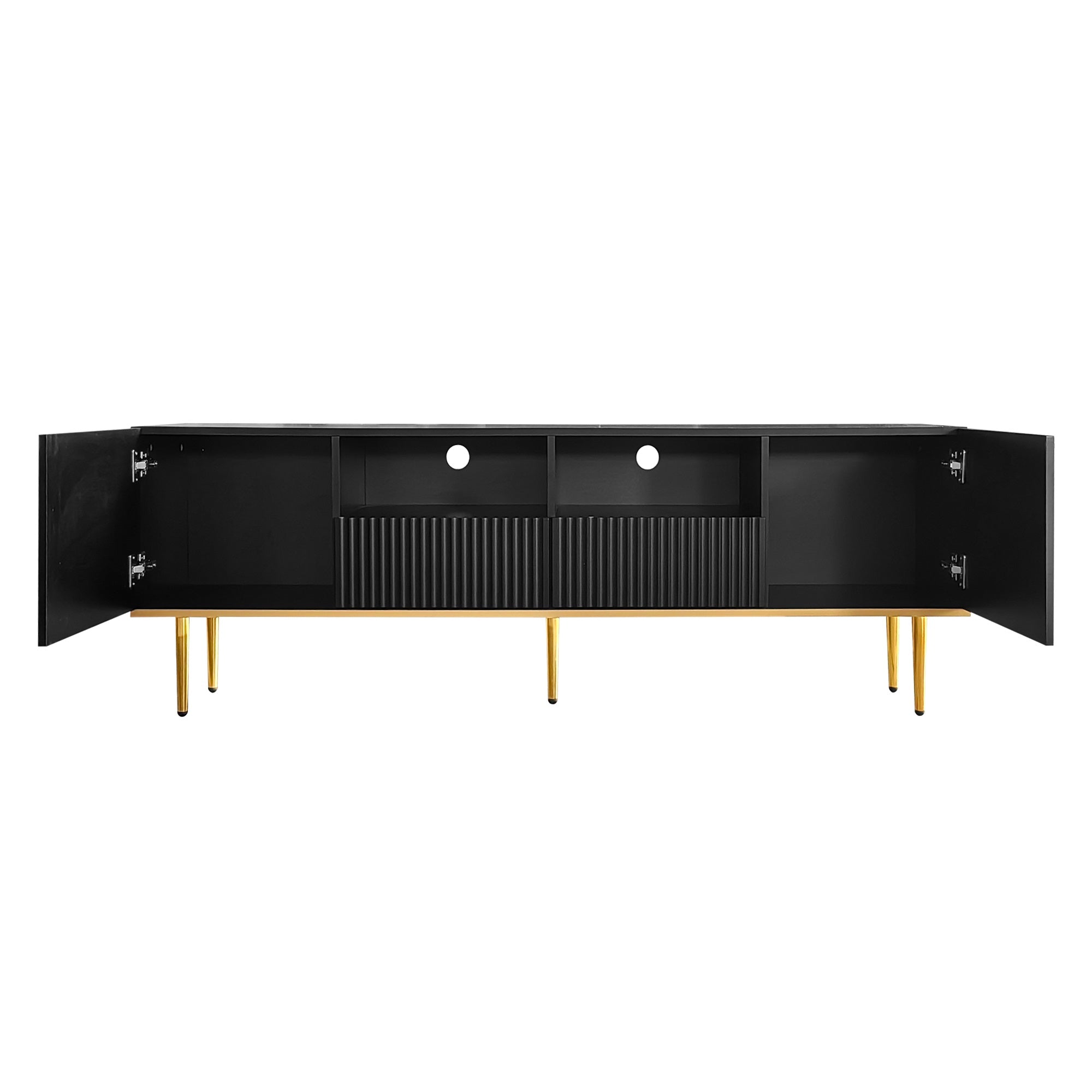 Logidon Modern TV-meubel 165 cm Zwart met Gouden Voeten en Rand