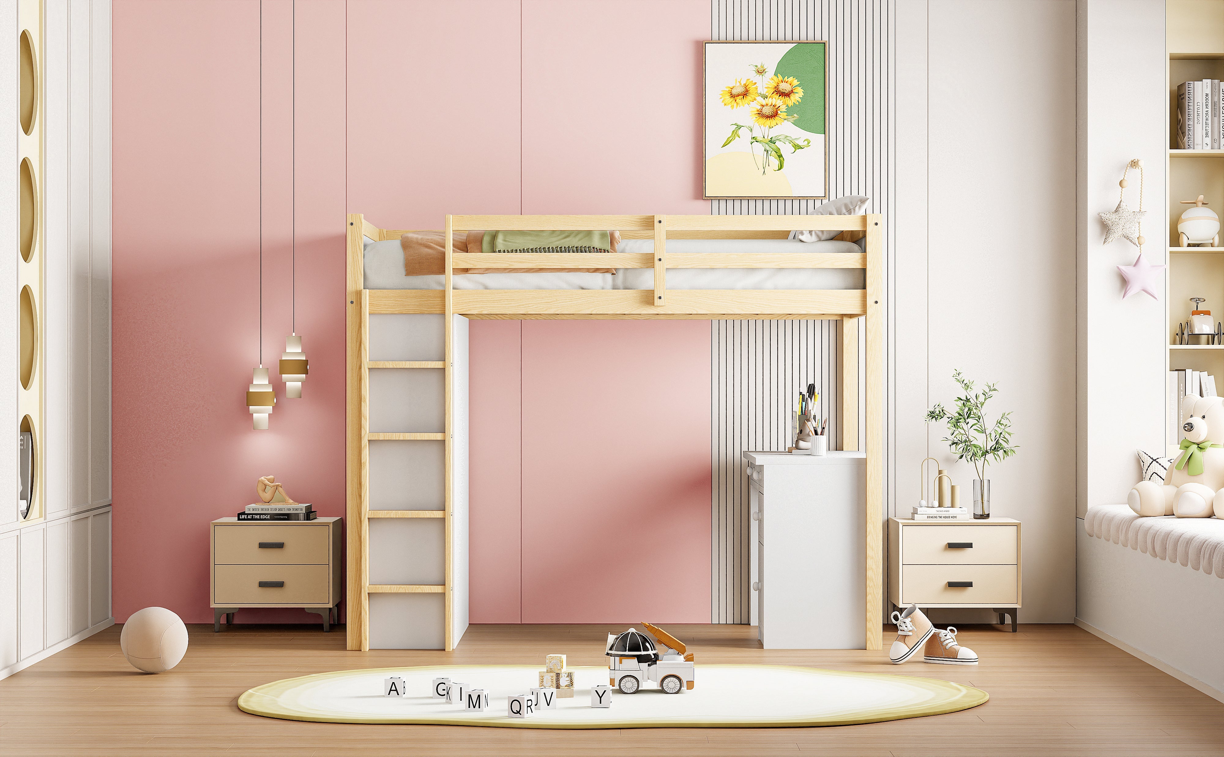 Logidon hoogslaper 90x200 cm met opbergruimte en computertafel wit