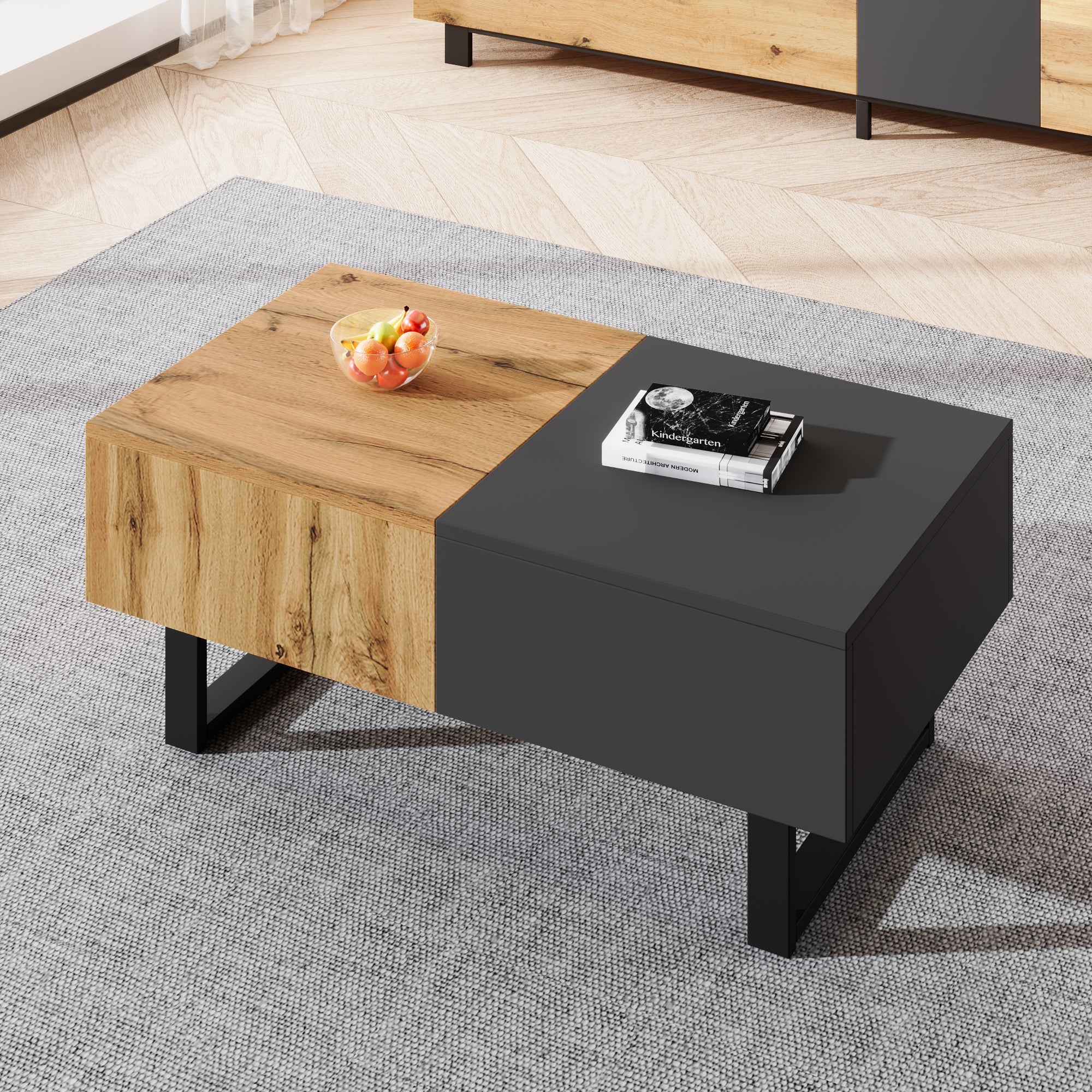 Logidon Salontafel met verschuifbare opbergruimte 155x55x22 cm