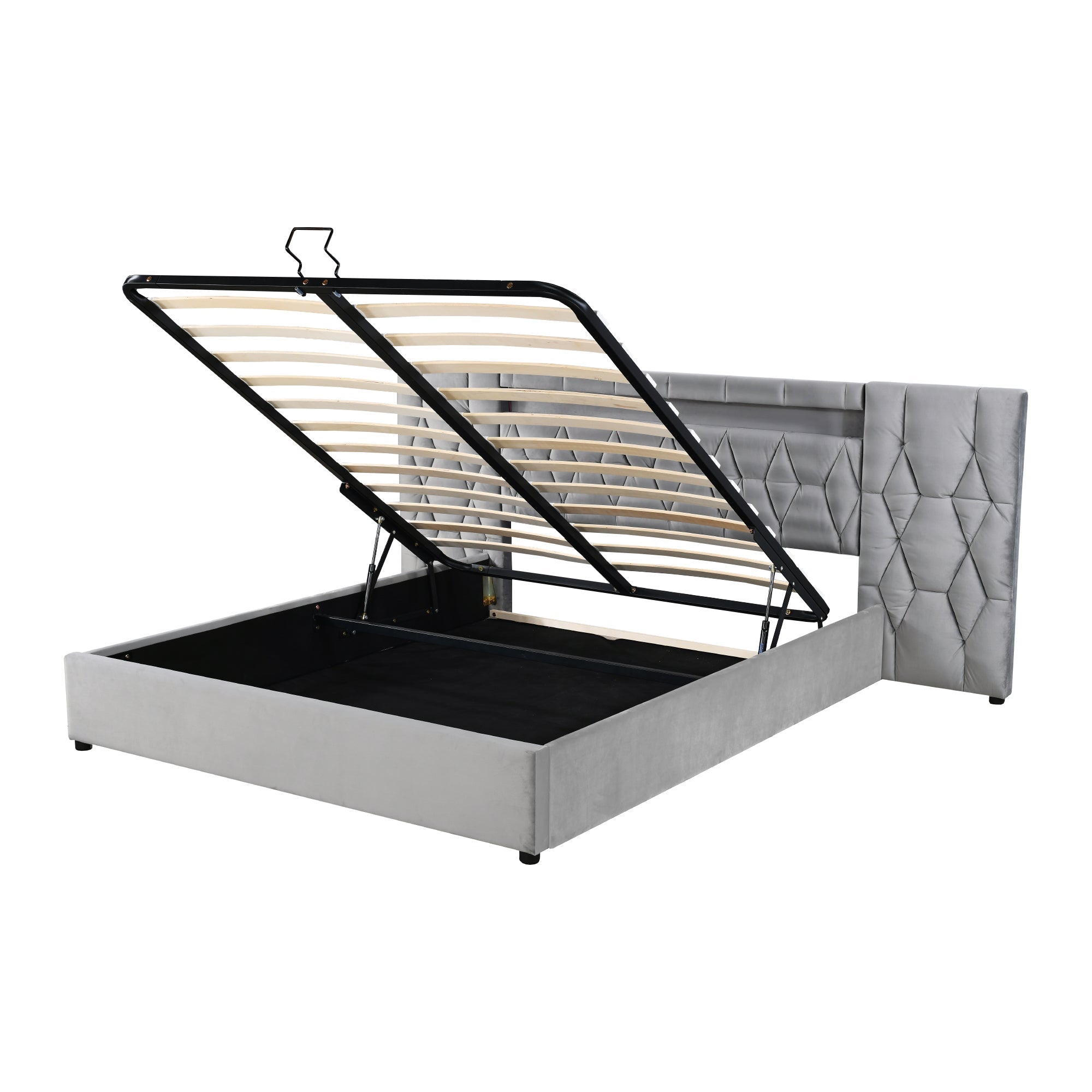 Logidon Elegant gestoffeerd bed 160x200 grijs met LED en USB opbergruimte