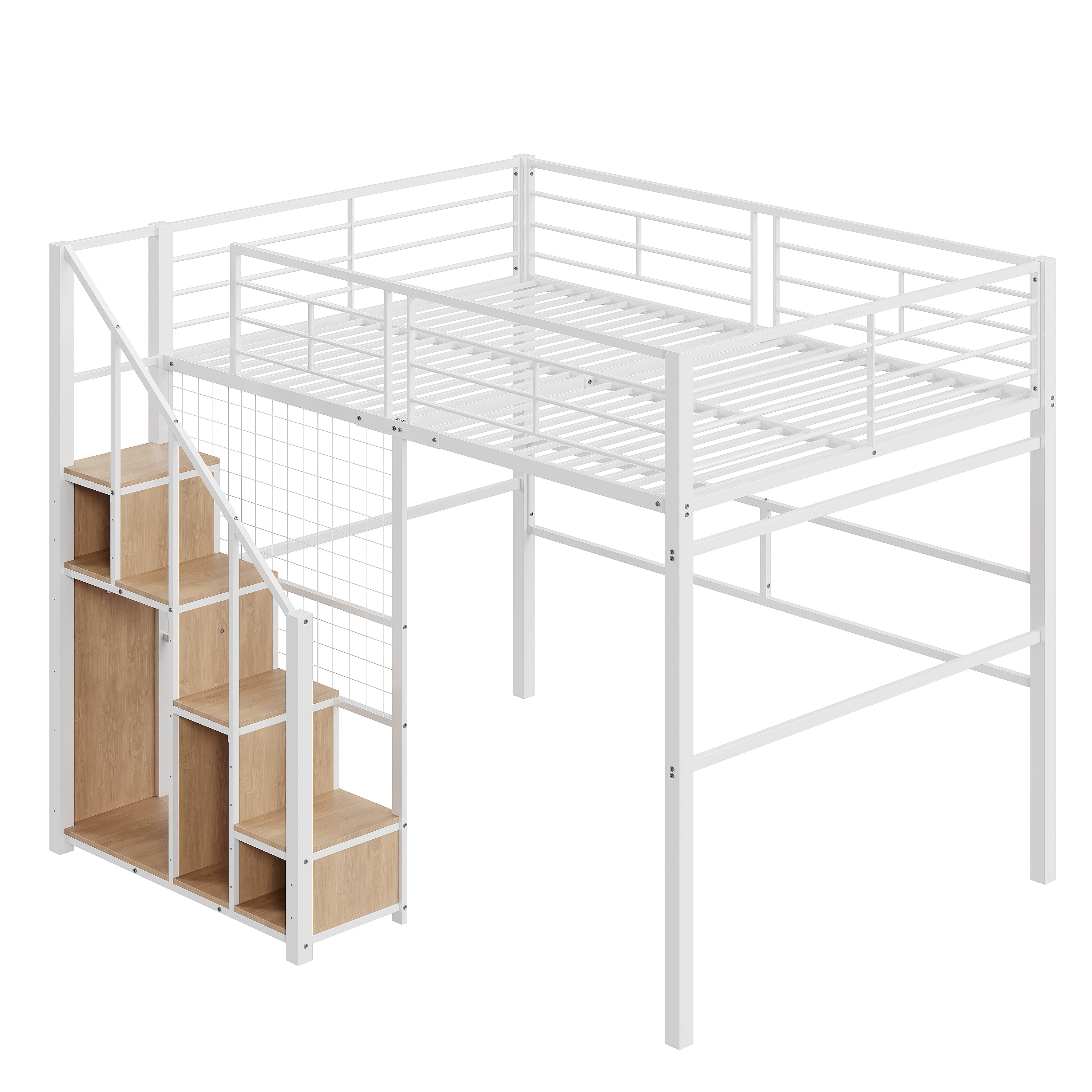 Logidon hoogslaper 140x200 met veiligheidsladder wit
