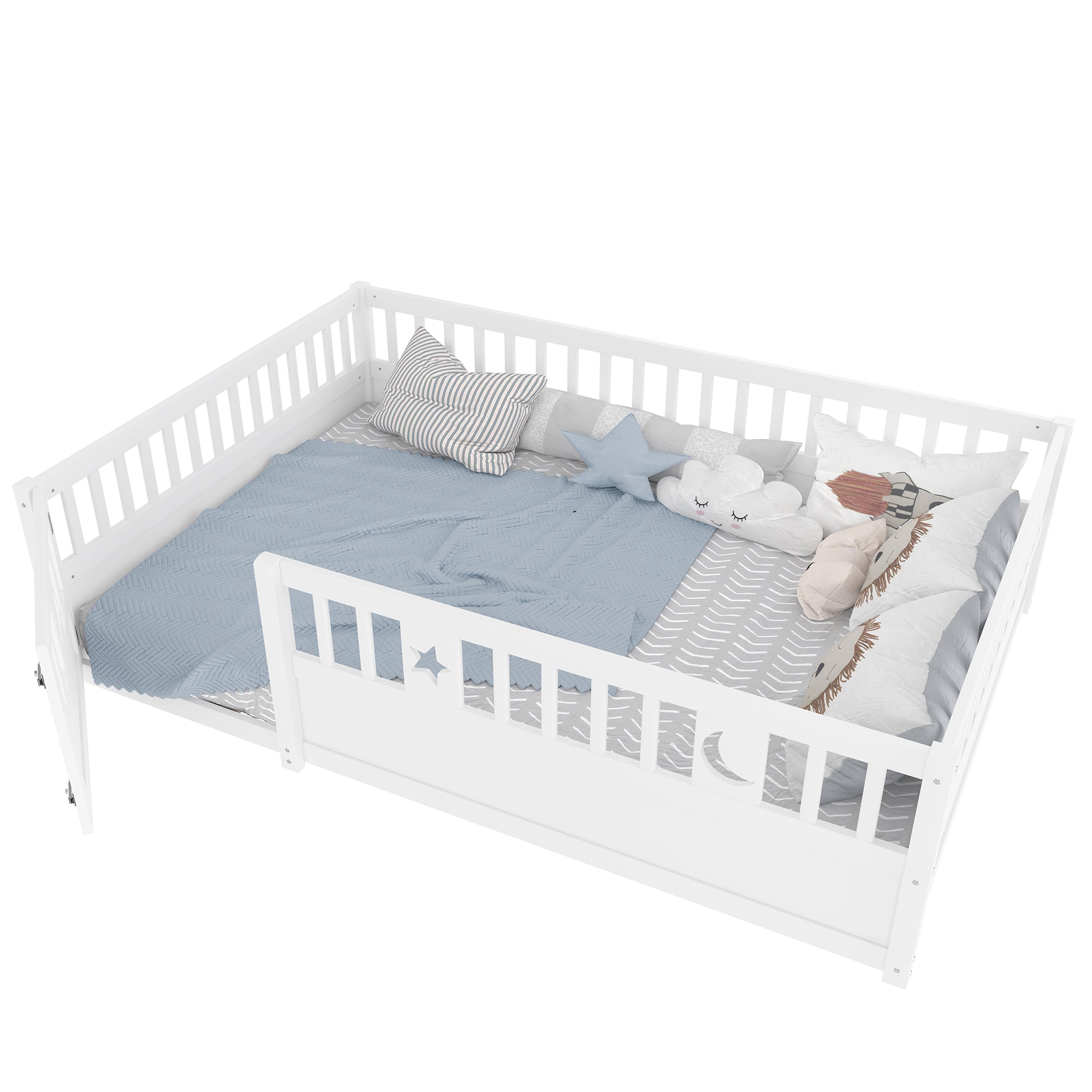 Logidon paneelbed 140x190 wit met rastersterdecor zonder matras