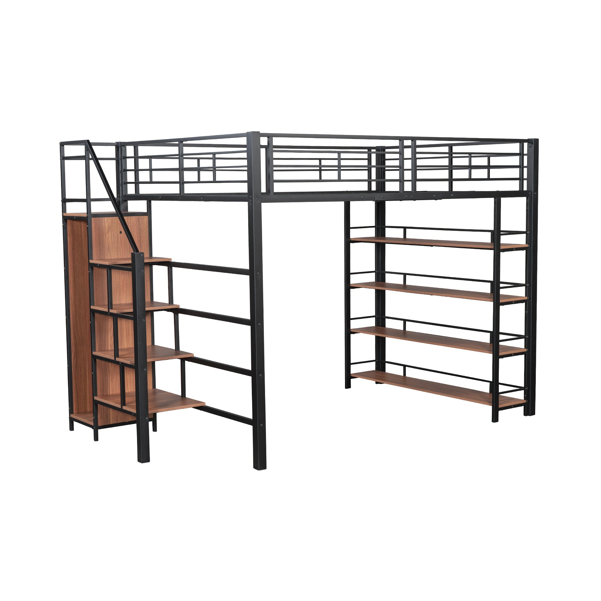 Logidon hoogslaper 140x200 met veiligheidstrap en opbergruimte zwart