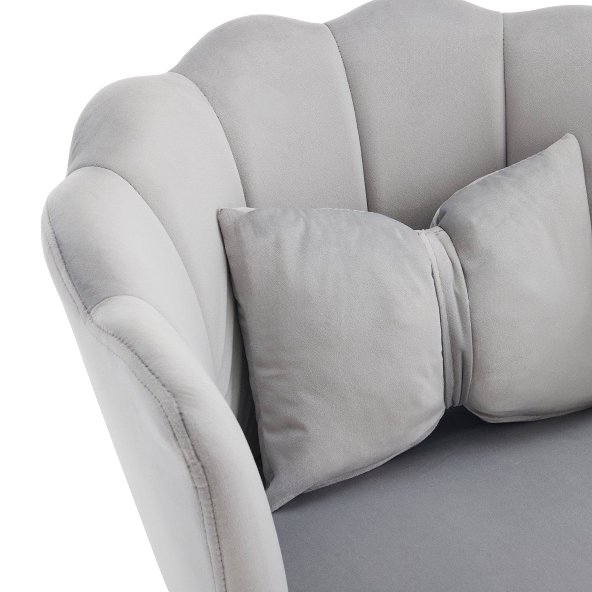 Logidon Four Modern Velvet Chairs Gray With Leaf Back Gold Legs