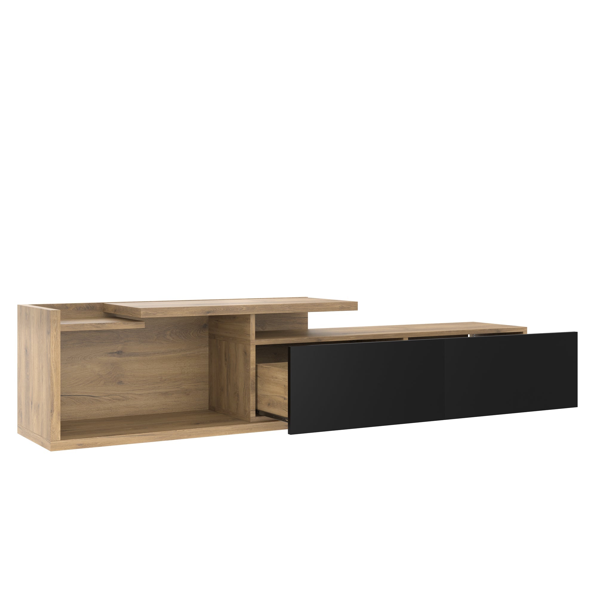 Logidon modulair tv-meubel met LED-verlichting en uittrekmodule