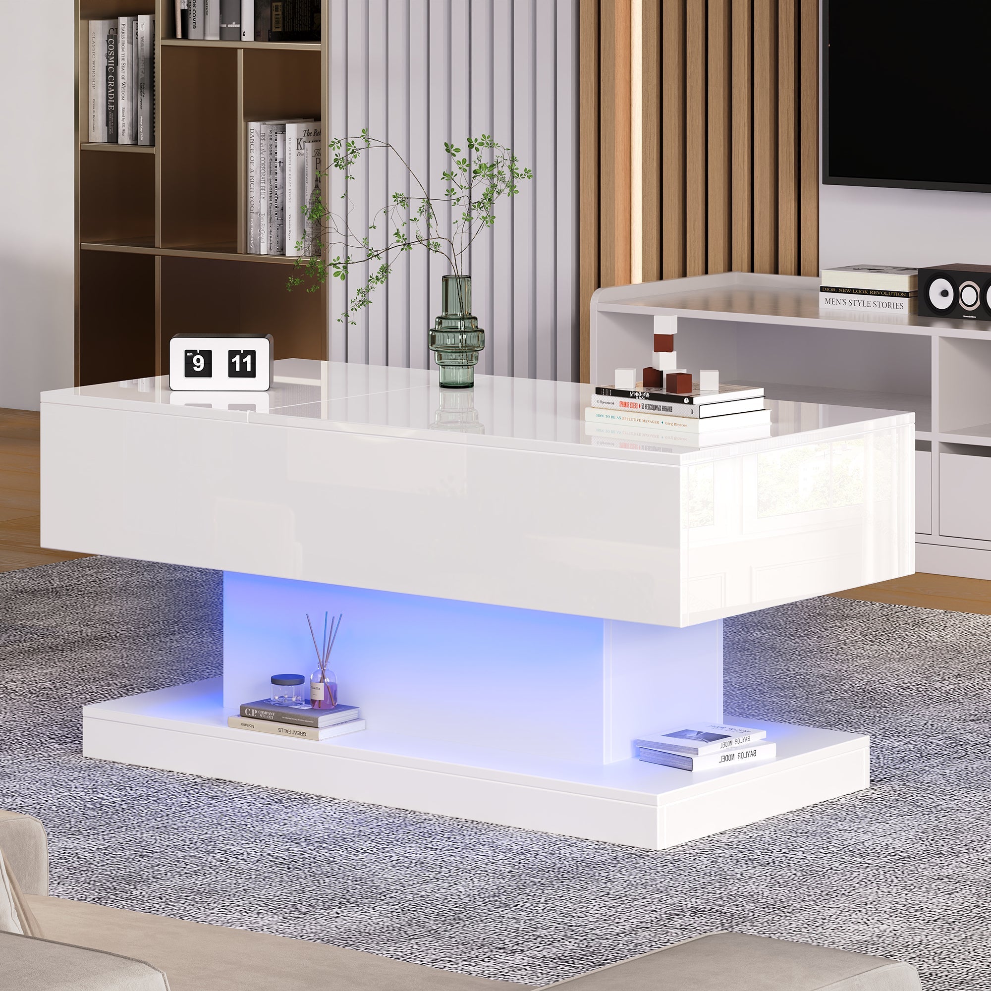 Logidon witte heftafel 100x50x45 met LED verlichting hydraulisch