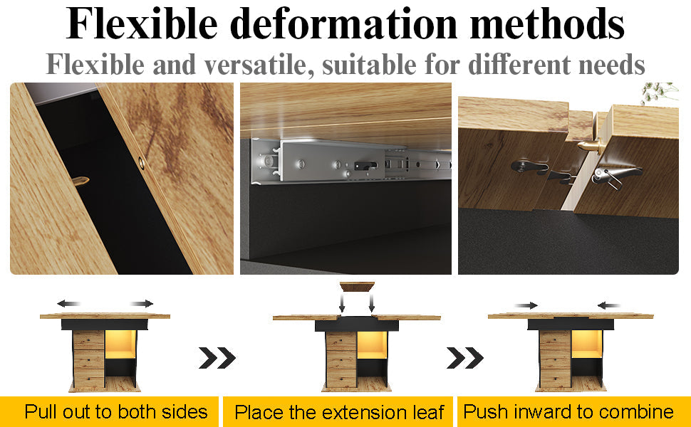 Logidon eettafel telescopisch uitschuifbaar 110-140×80 cm met LED verlichting
