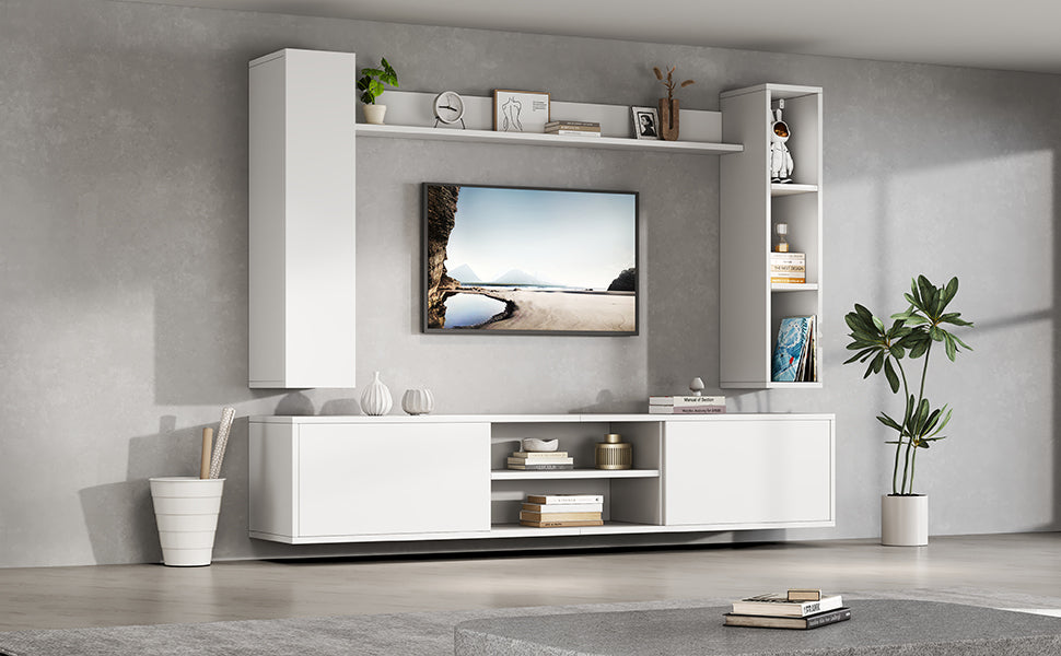 Logidon TV wandmeubel wit 180x35x33,5 cm compleet 4 delen