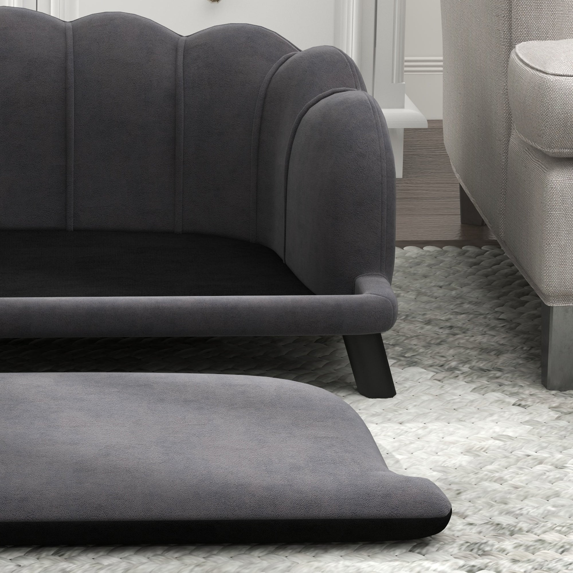 Logidon luxe hondensofa met rugleuning donkergrijs 98,5x60,5x35,5 cm