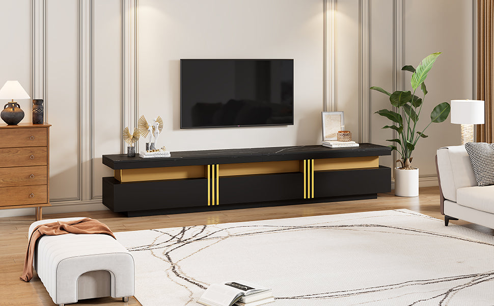 Logidon Zwarte tv-wandmeubelset 2 tv-kast salontafel marmerlook