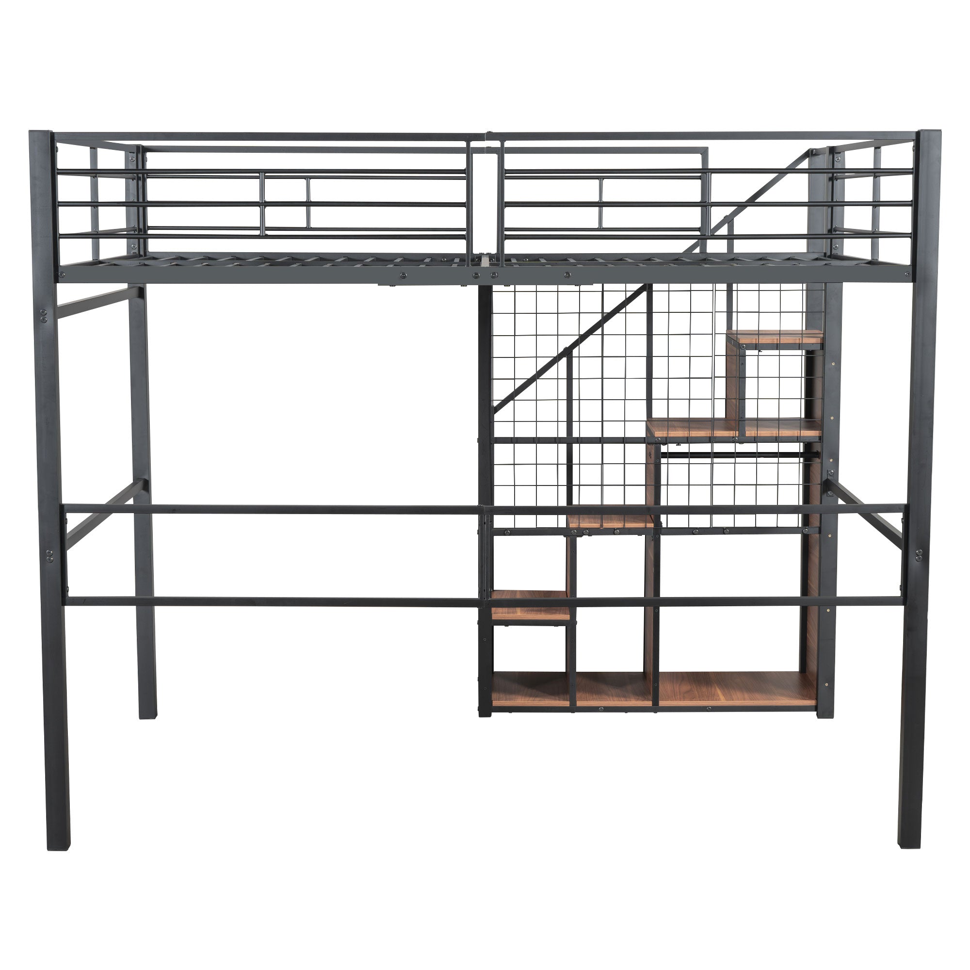 Logidon hoogslaper 140x200 met veiligheidsladder metalen frame zwart