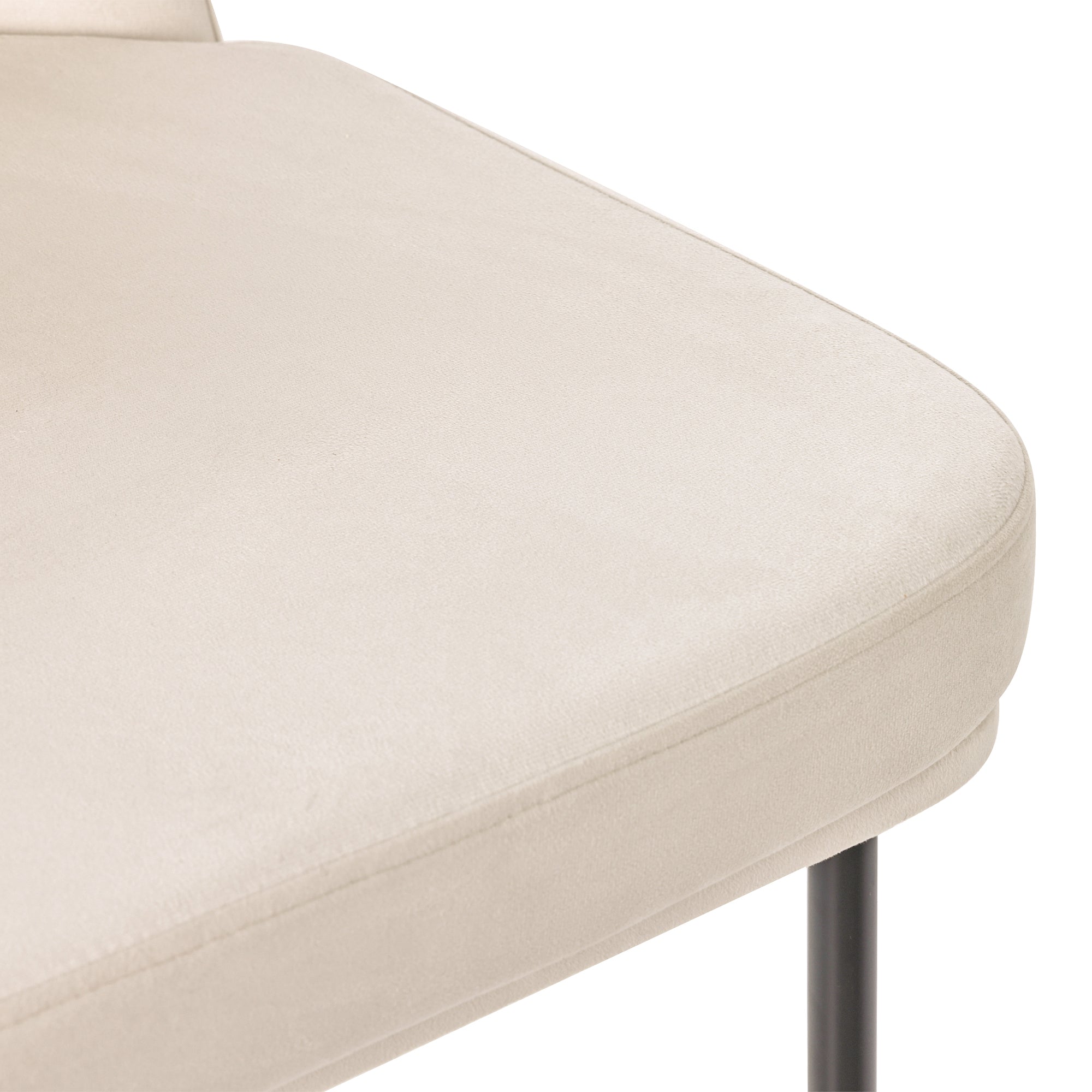 Logidon eetkamerstoelen set van 2 beige fluwelen dikke zitkussens metalen poten