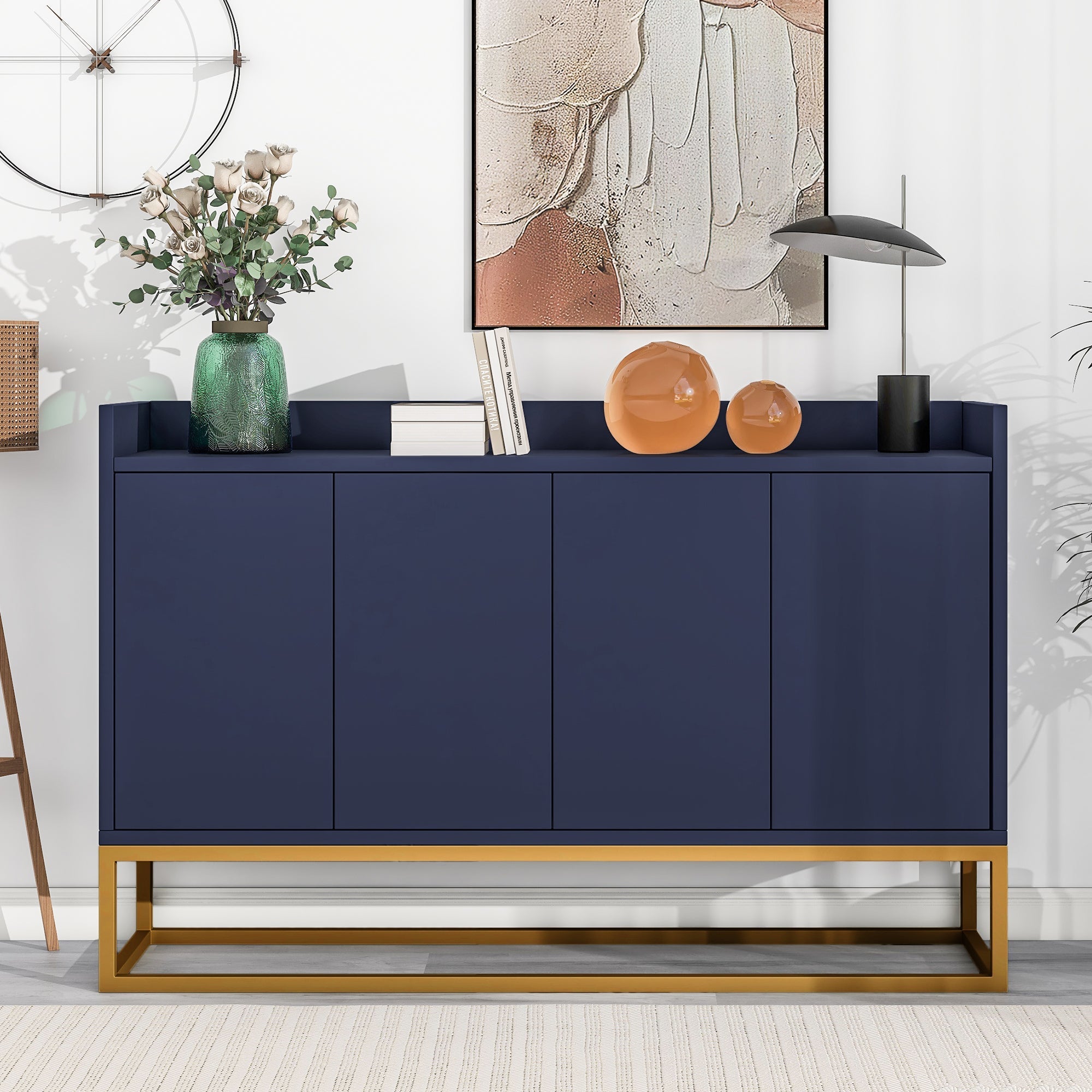 Logidon dressoir marineblauw 120x30x80 cm 4-deurs greeploos