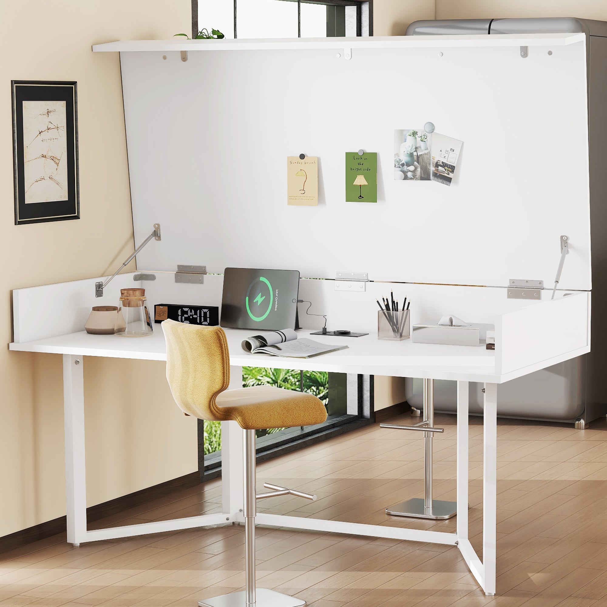 Logidon Opvouwbaar Bureau 120x55 Wit Met Stopcontacten
