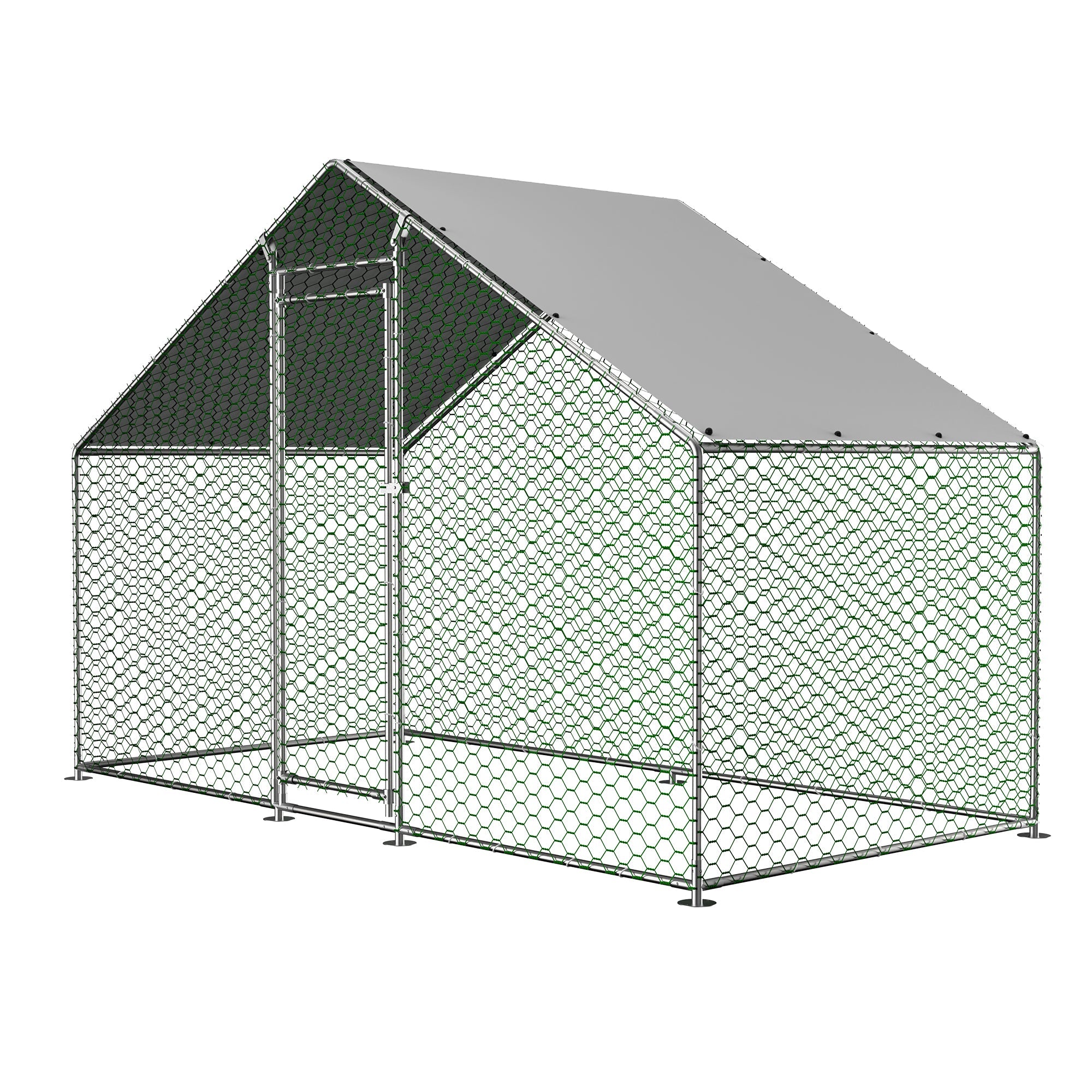 Logidon kippenhok buitenverblijf 3x1,5x2 m zilverkleurig metalen slot