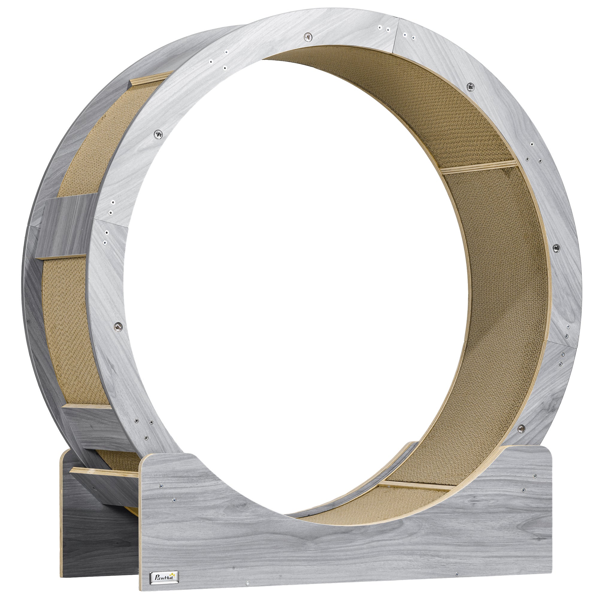 Logidon kattenwiel 91 cm grijs hout met remkrabplank