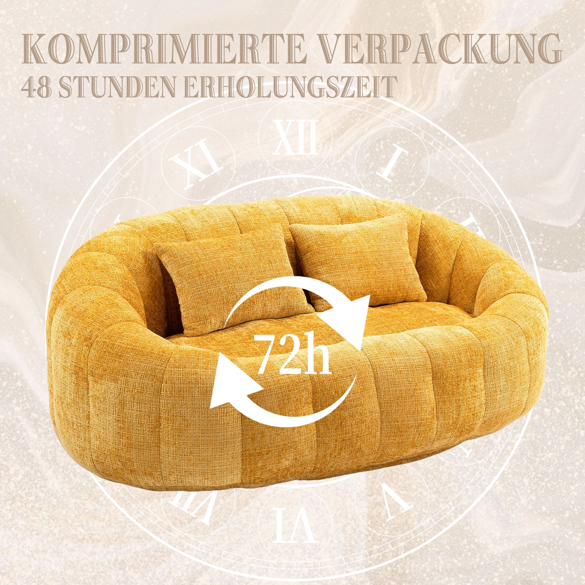 Logidon Zitzakbank Luxe Chenille Geel Ligstoel met hoge rugleuning