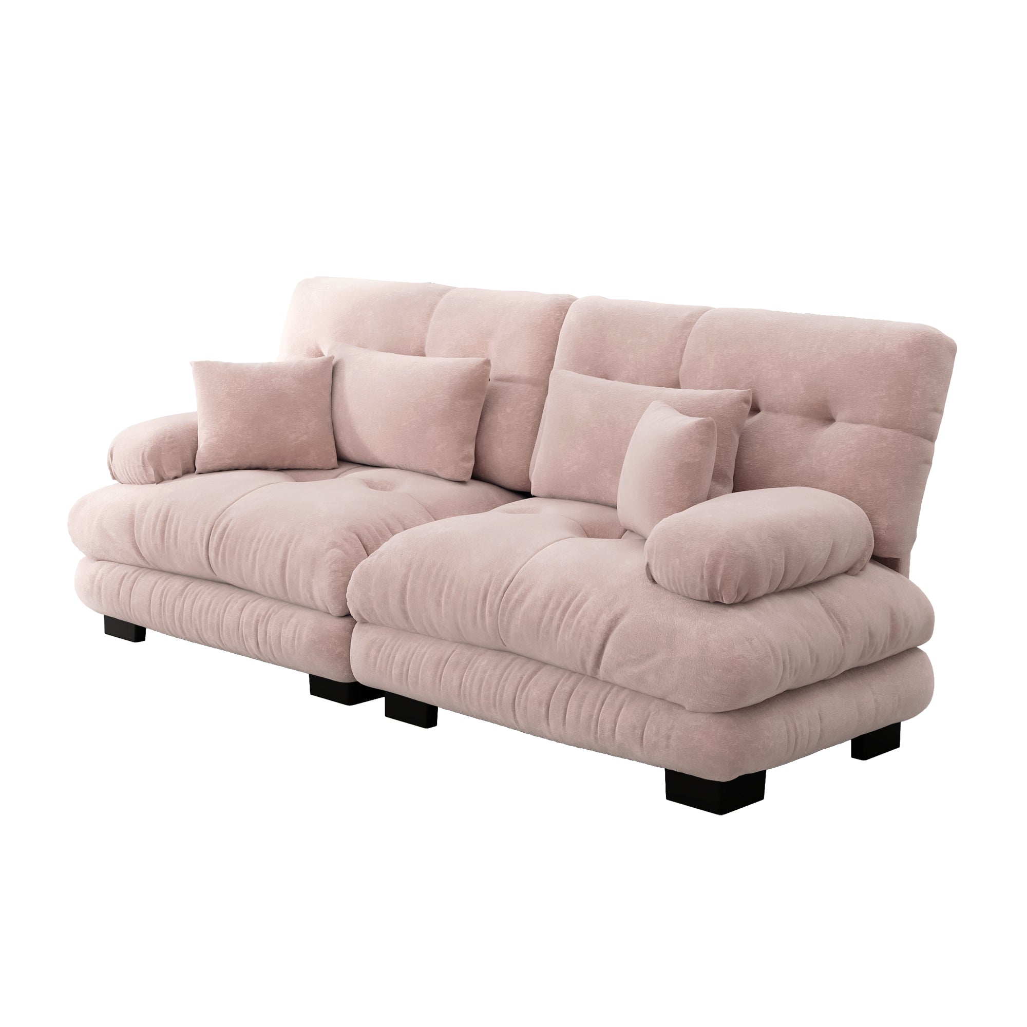 Logidon hoekbank fluweel roze vintage chenille 220 cm met lendenkussen