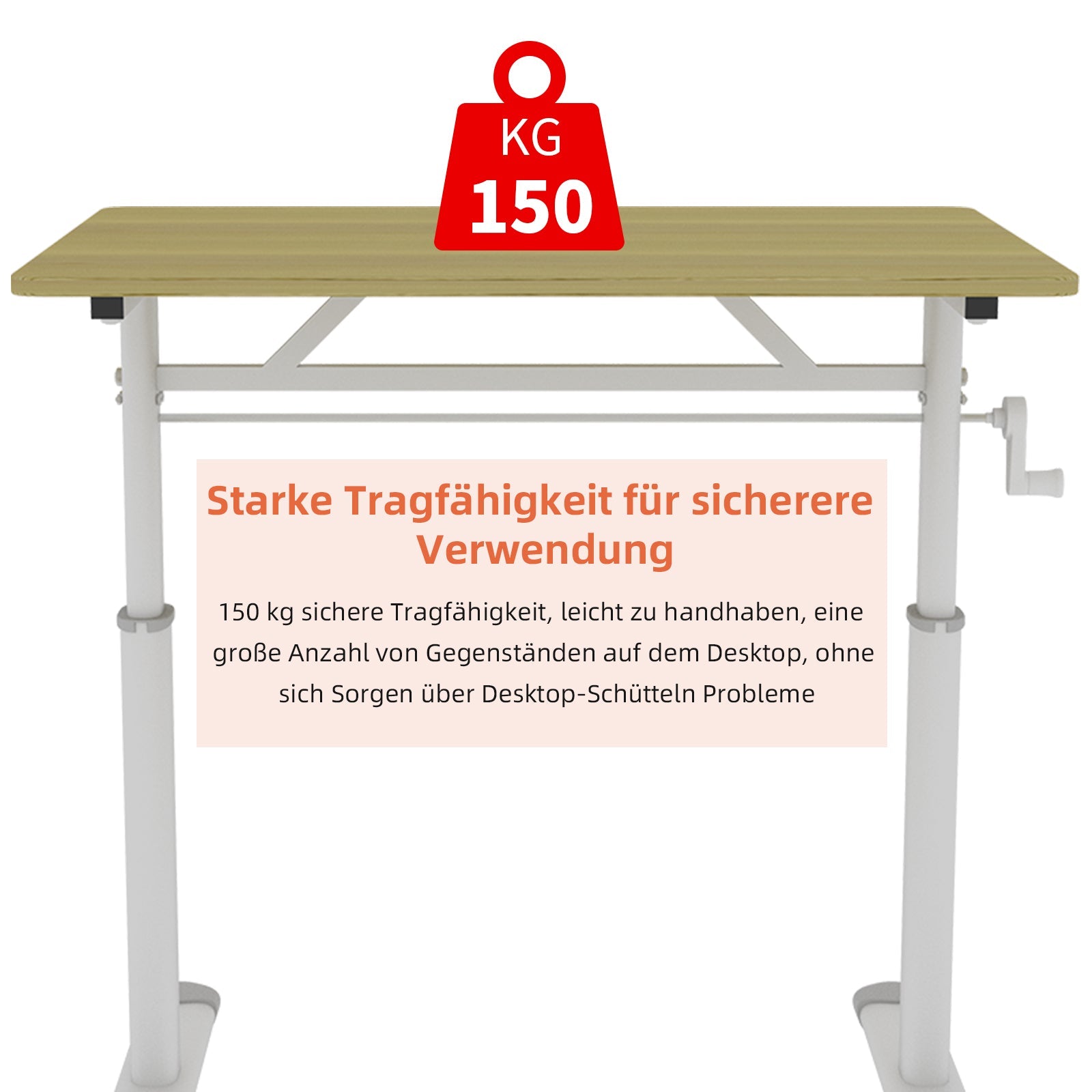 Logidon in hoogte verstelbaar houten bureau handslinger 120 x 60 cm