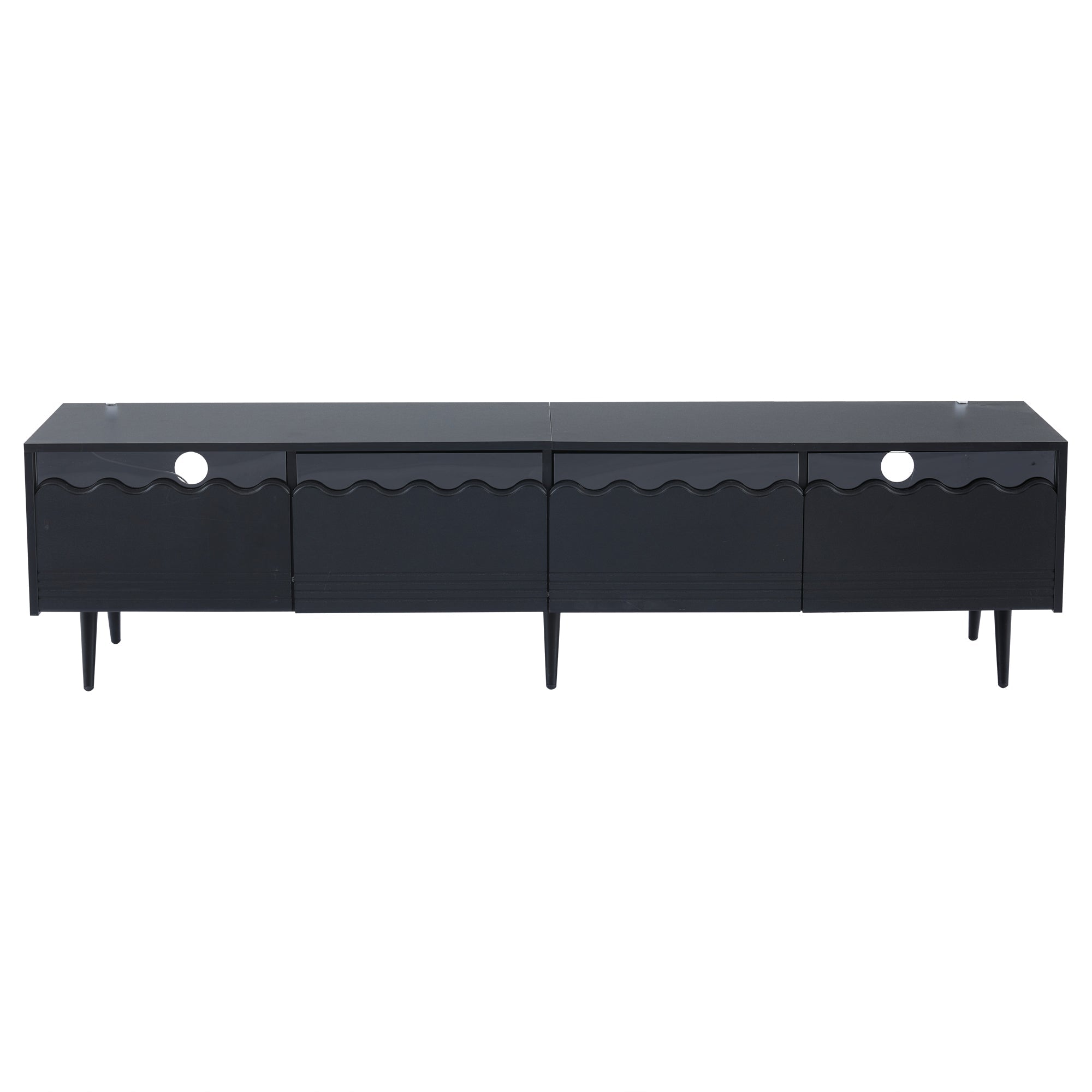Logidon 176x38x45 cm zwart TV-lowboard met LED-verlichting
