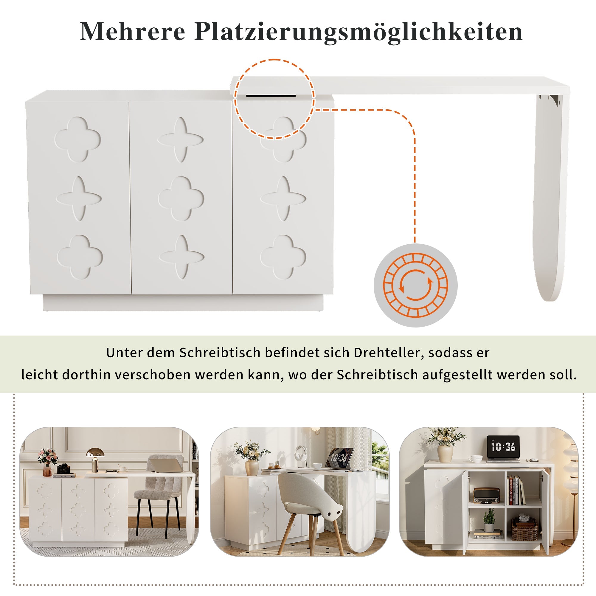 Logidon hoekbureau L-vorm draaibaar wit 110 centimeter
