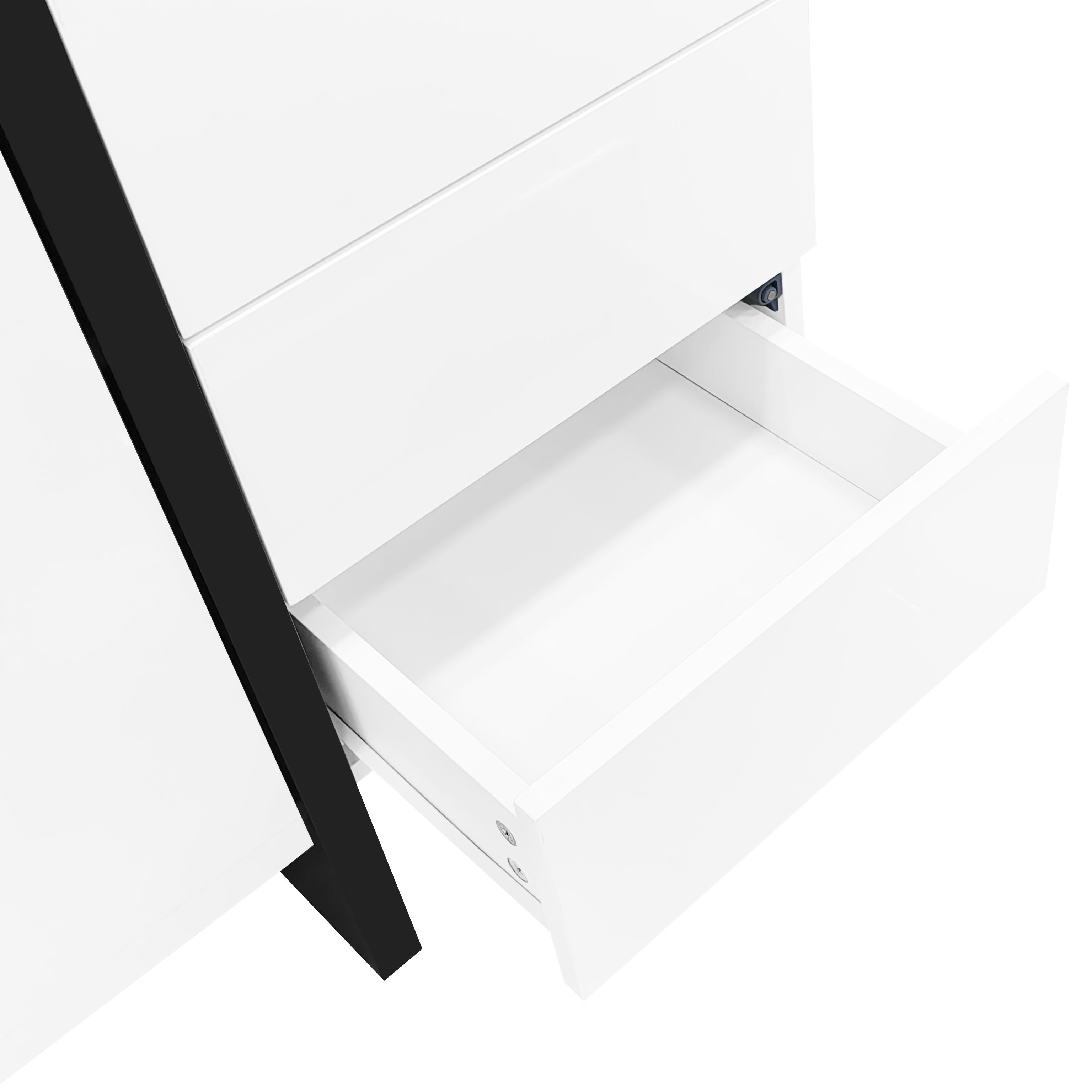 Logidon wit hoogglans dressoir 150x40x80,5 2 deuren 4 lades
