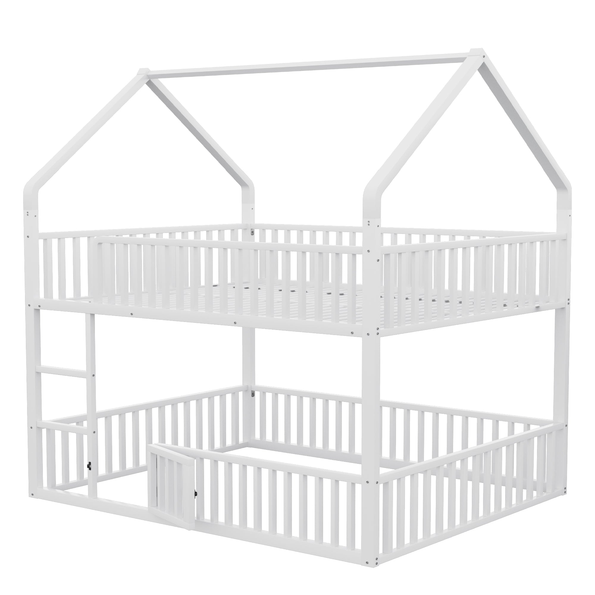 Logidon stapelbed 140x200 cm metalen hoogslaper witte trap familiebed