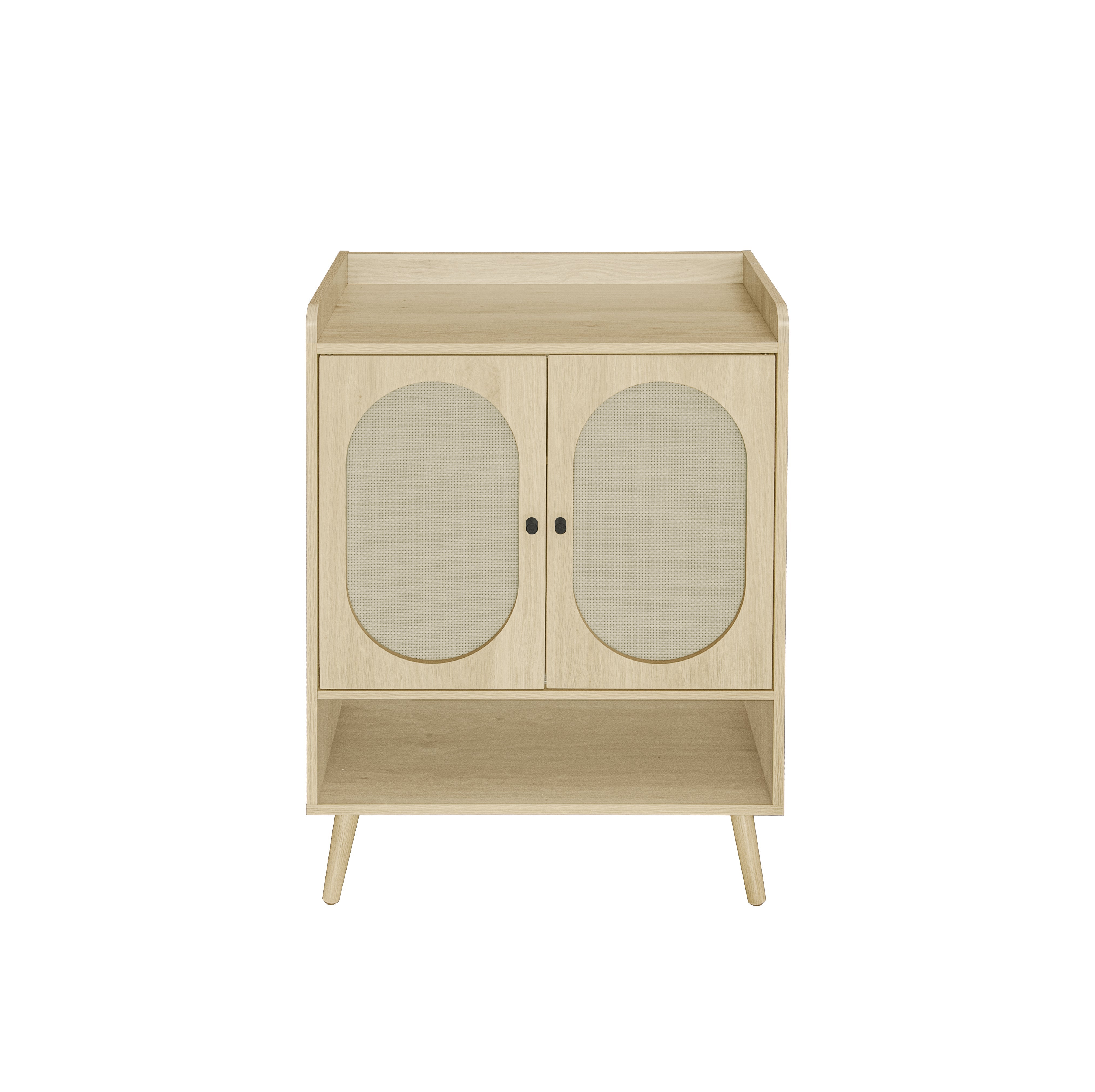 Logidon schoenenkast naturel houtlook met dubbele deuren Rotan design