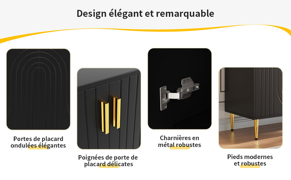 Logidon Zwart dressoir 152x40x75 cm golfdesign