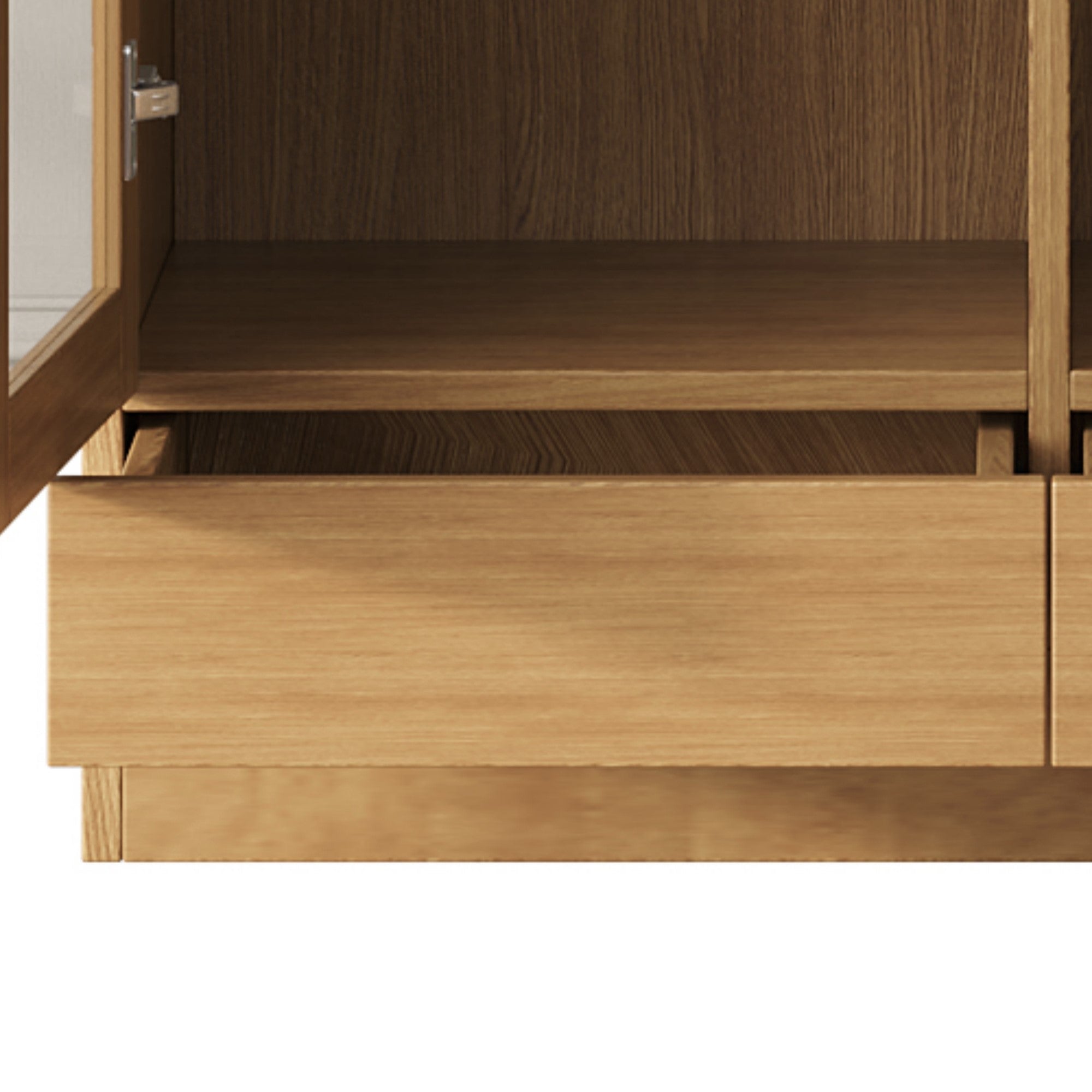 Logidon vitrinekast 80x40x160 cm naturel hout met push-to-open lades