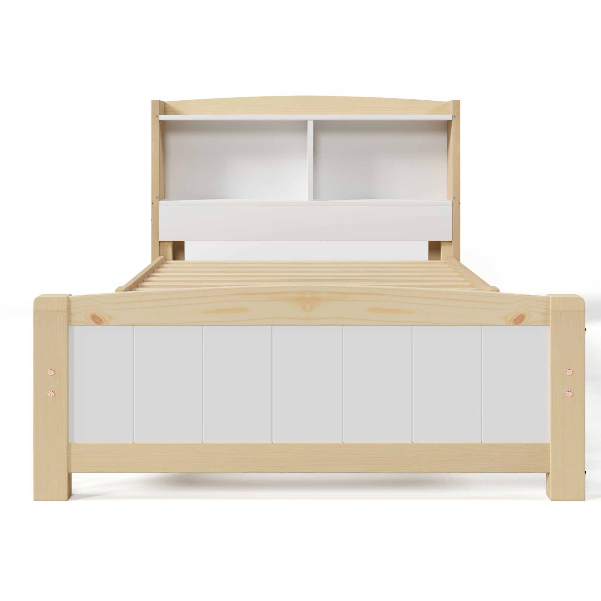 Logidon massief houten eenpersoonsbed met opbergruimte hoofdeinde 90x200 cm wit