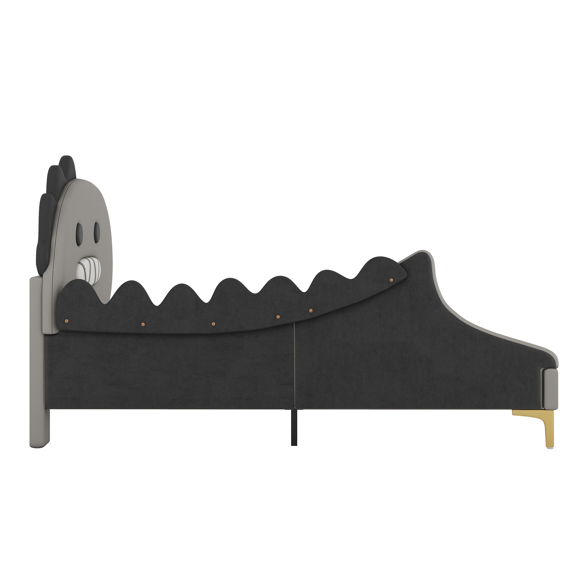 Logidon 90x200 cm kinderbed dinosaurus hoofdbord grijs plat bed