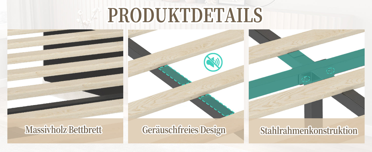 Logidon gestoffeerd bedframe 140x200 cm grijs met USB aansluiting