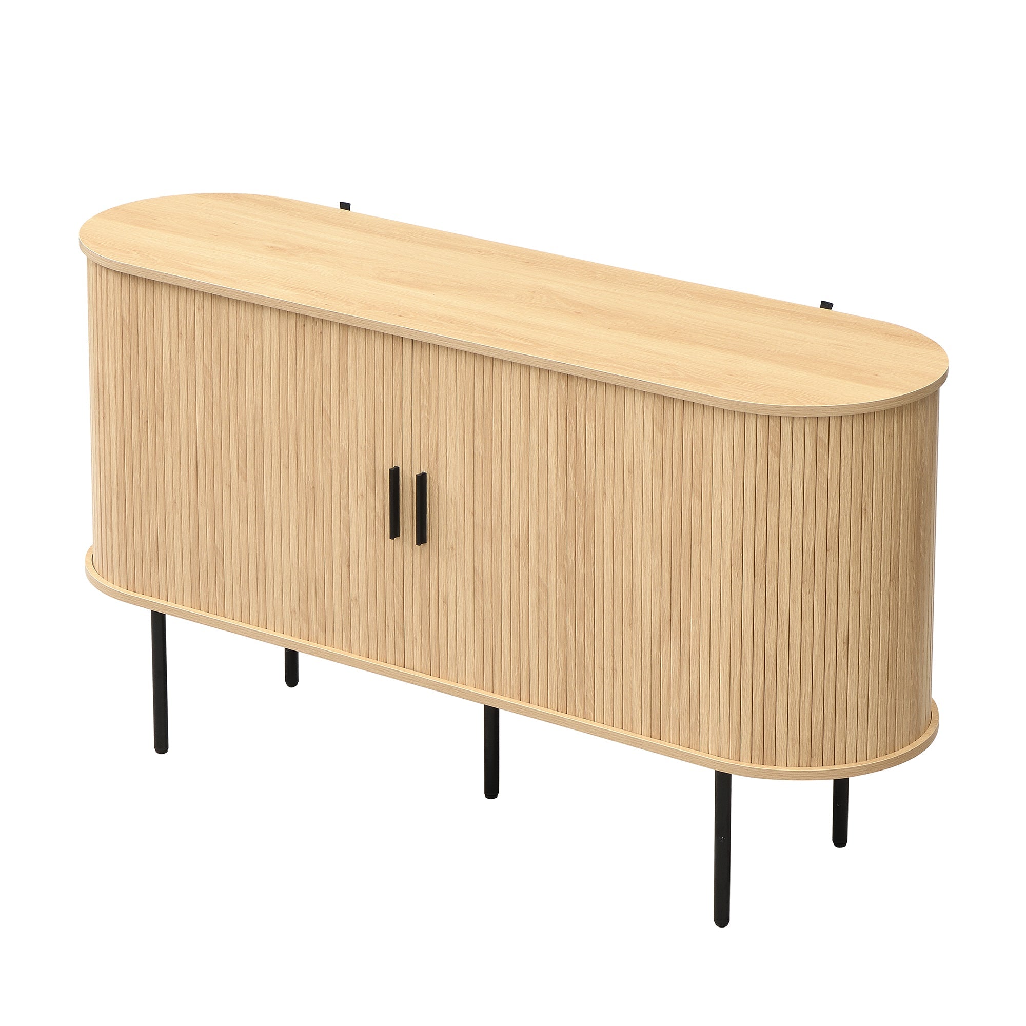 Logidon Modern MDF dressoir met rolluikdeuren en aluminium handgrepen