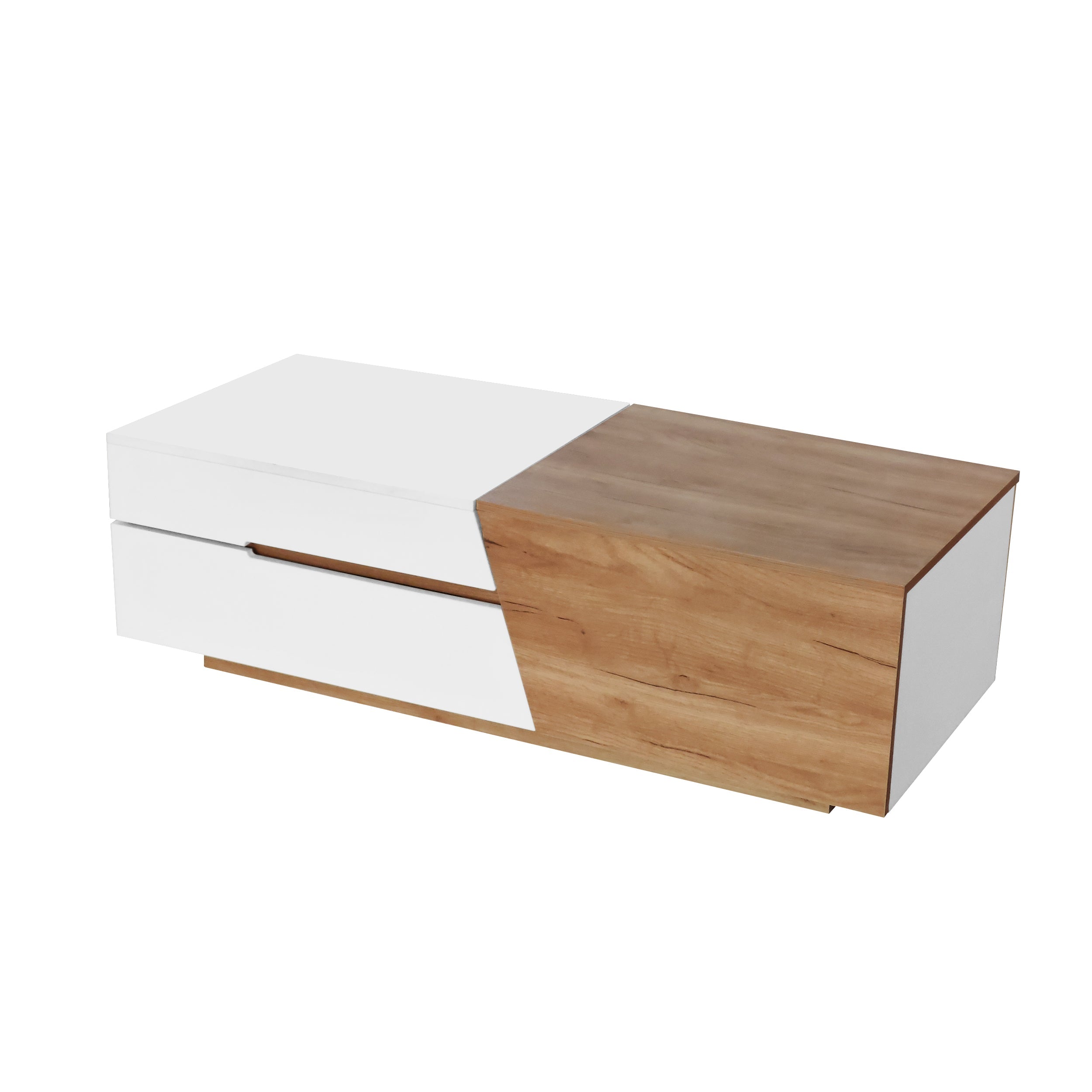 Logidon Uitschuifbare salontafel 120x50 natuurlijke lades kleurblokstructuur