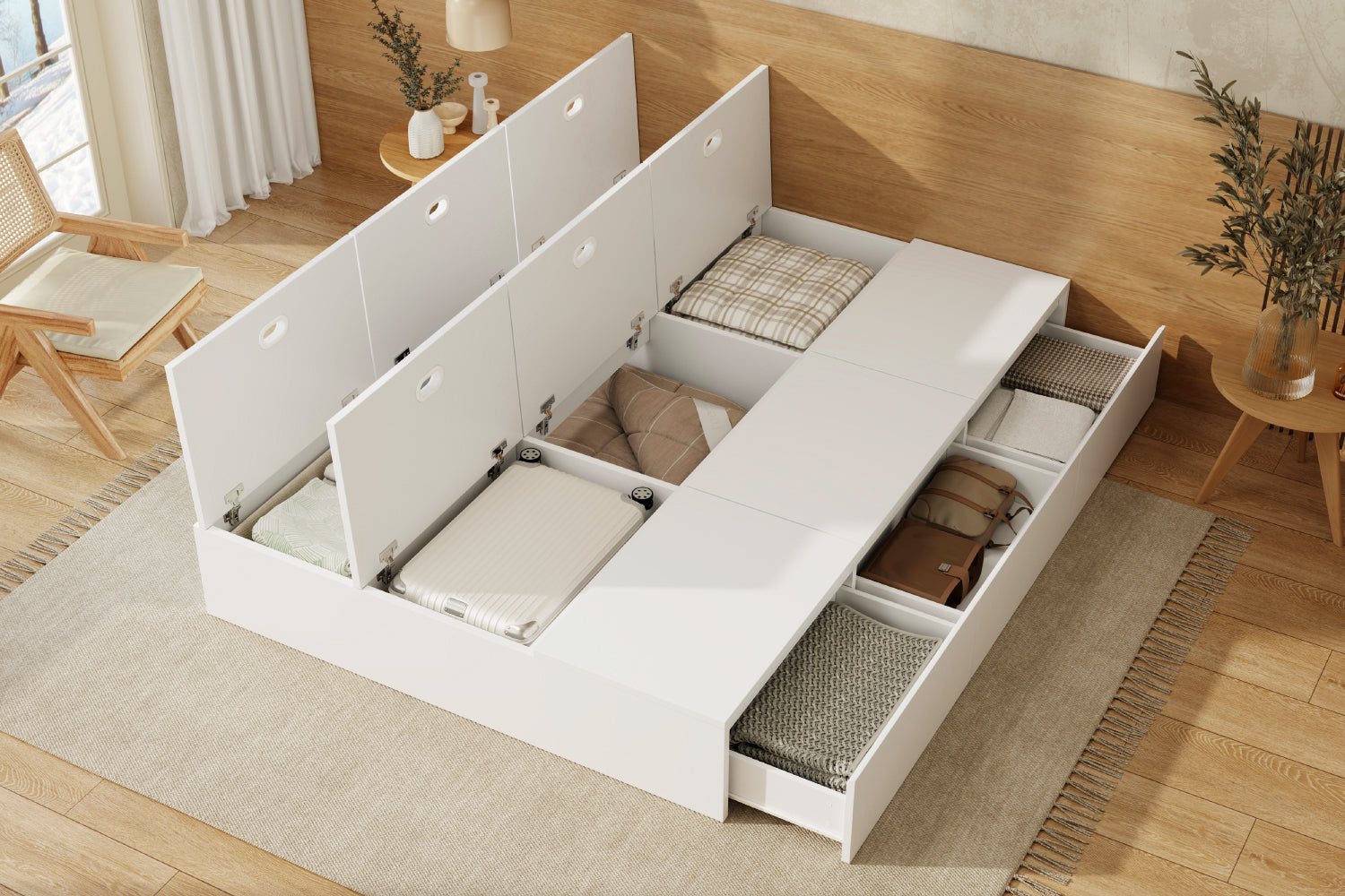 Logidon opbergbed 140x200 cm wit palletbed met opbergruimte