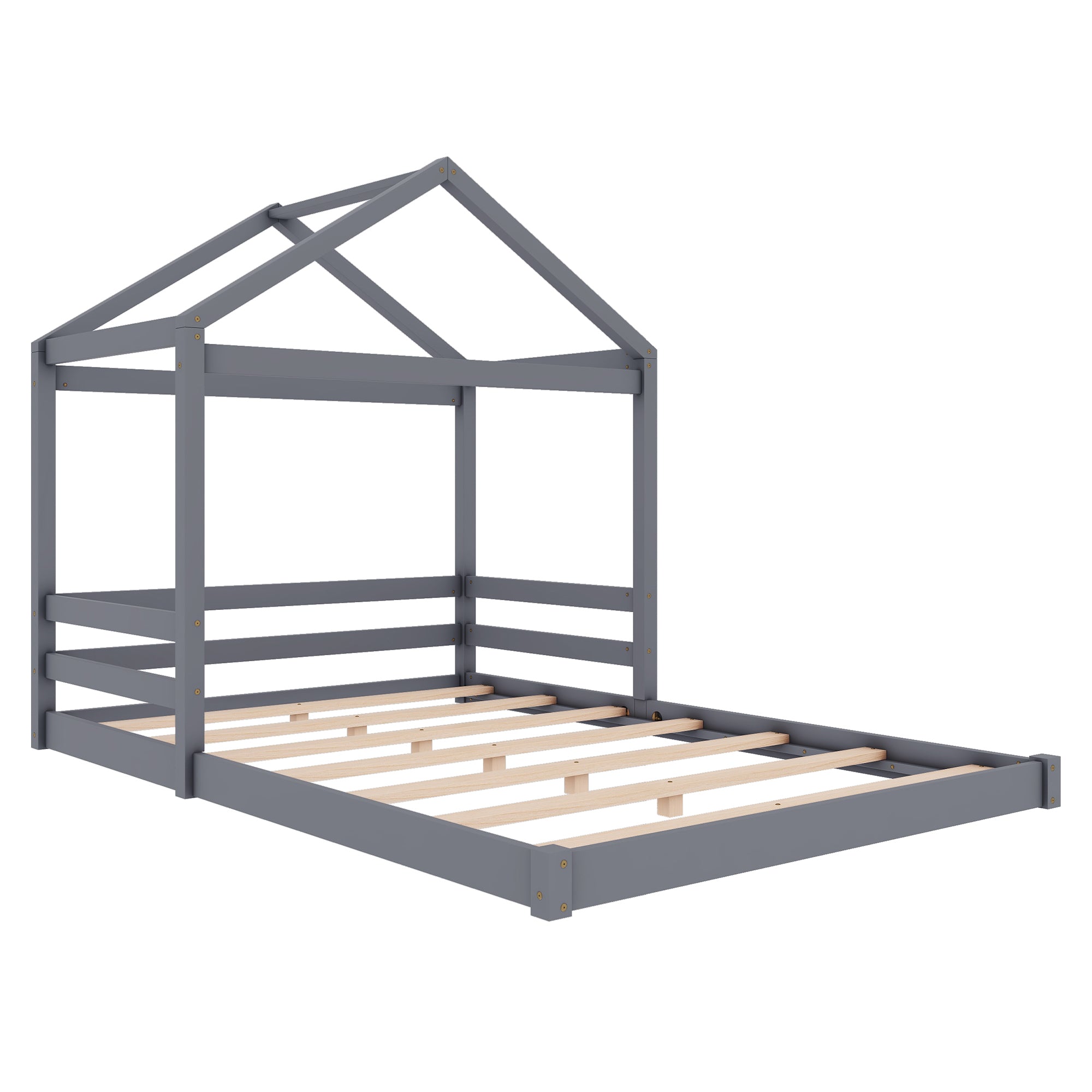 Logidon huisbed 140x200 grijs gemaakt van grenenhout met lattenbodem