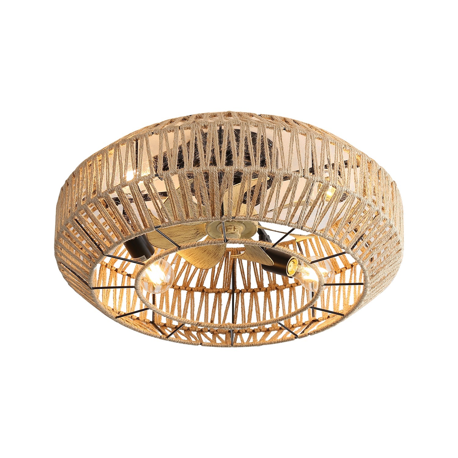 Logidon 22 inch Boho Rotan plafondventilator met afstandsbediening