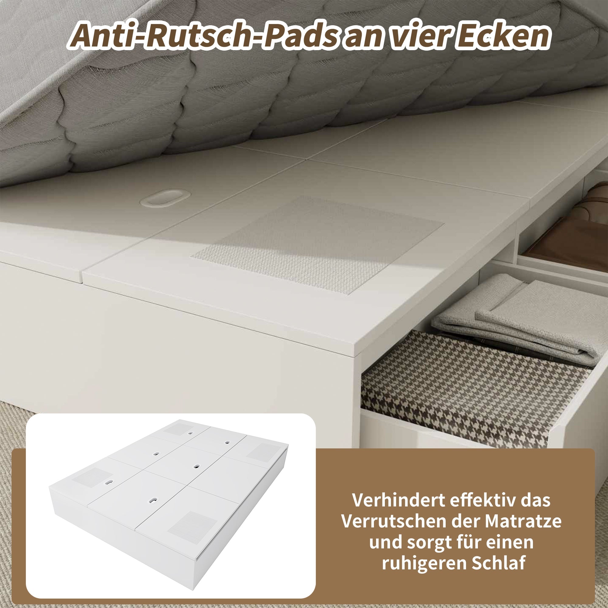 Logidon opbergbed 140x200 cm wit palletbed met opbergruimte