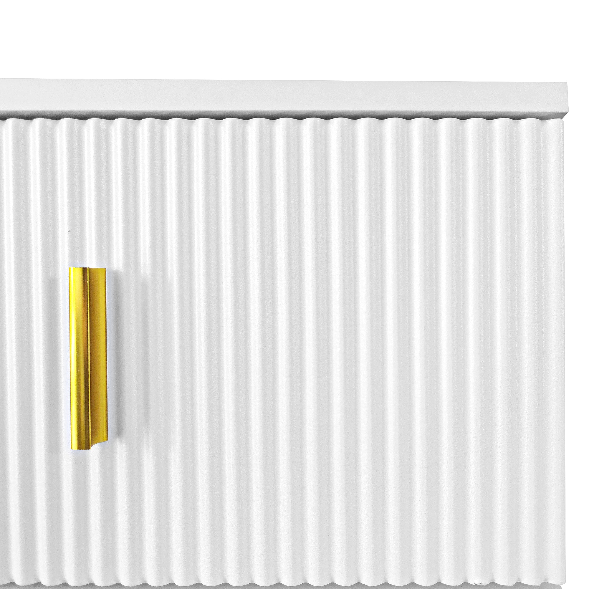Logidon Sideboard White With Structured Panel And Adjustable Shelves