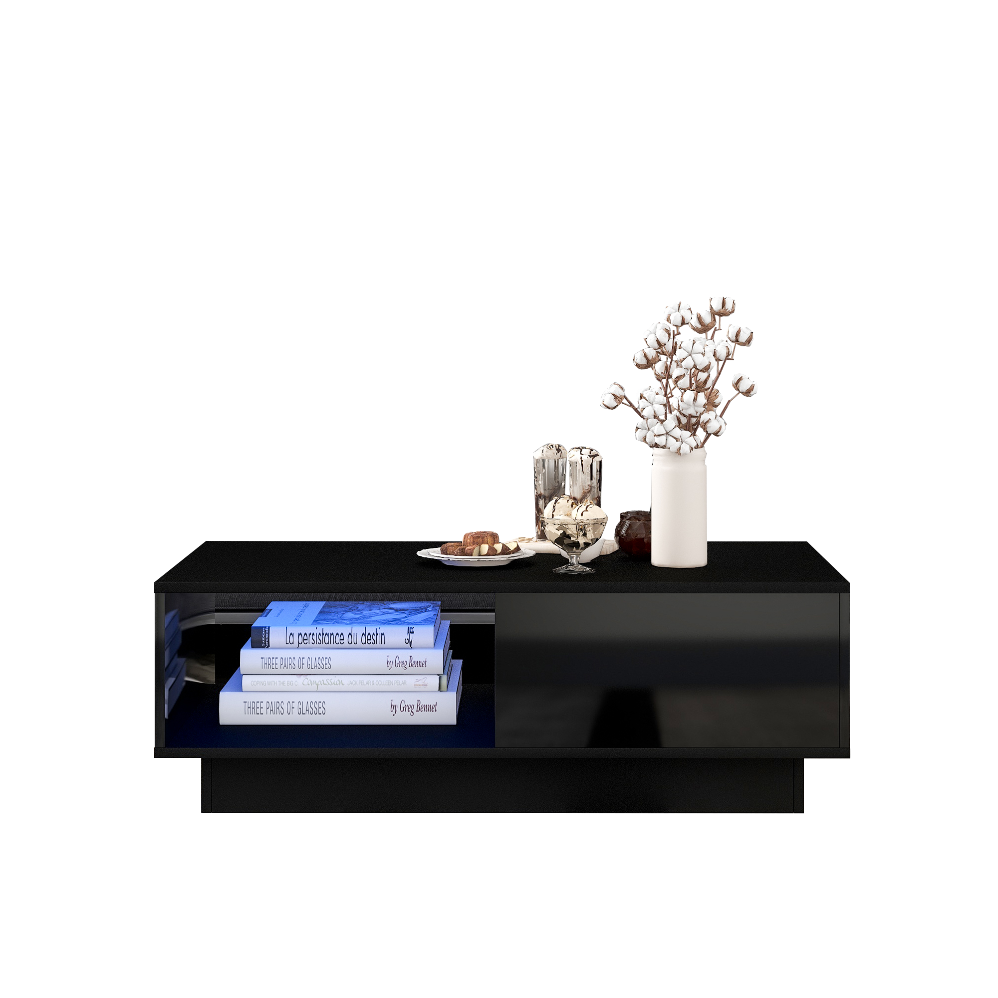 Logidon salontafel hoogglans zwart LED verlichting 15 kleuren 95x55x32