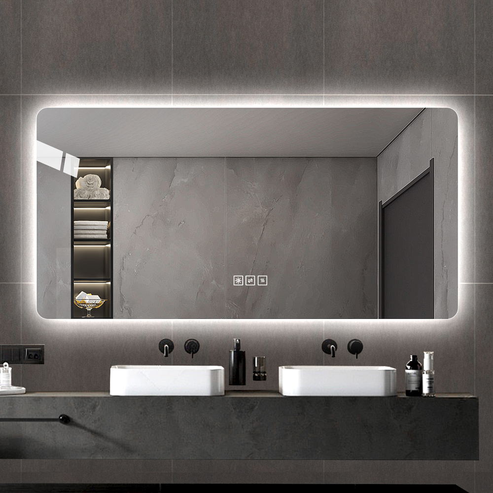 Logidon LED badkamerspiegel zilver 100x60 CM dimbaar 3 lichtkleuren