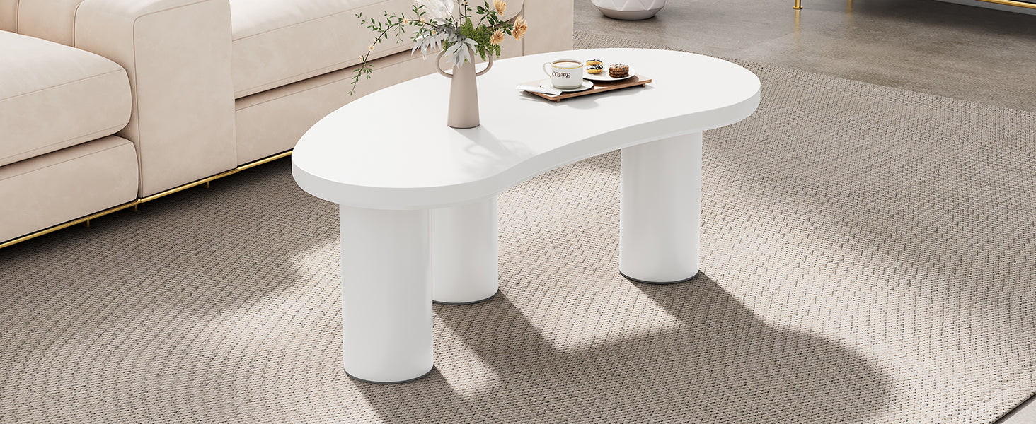 Logidon Witte halve maan salontafel 107x57x40,5 cm MDF en PVC