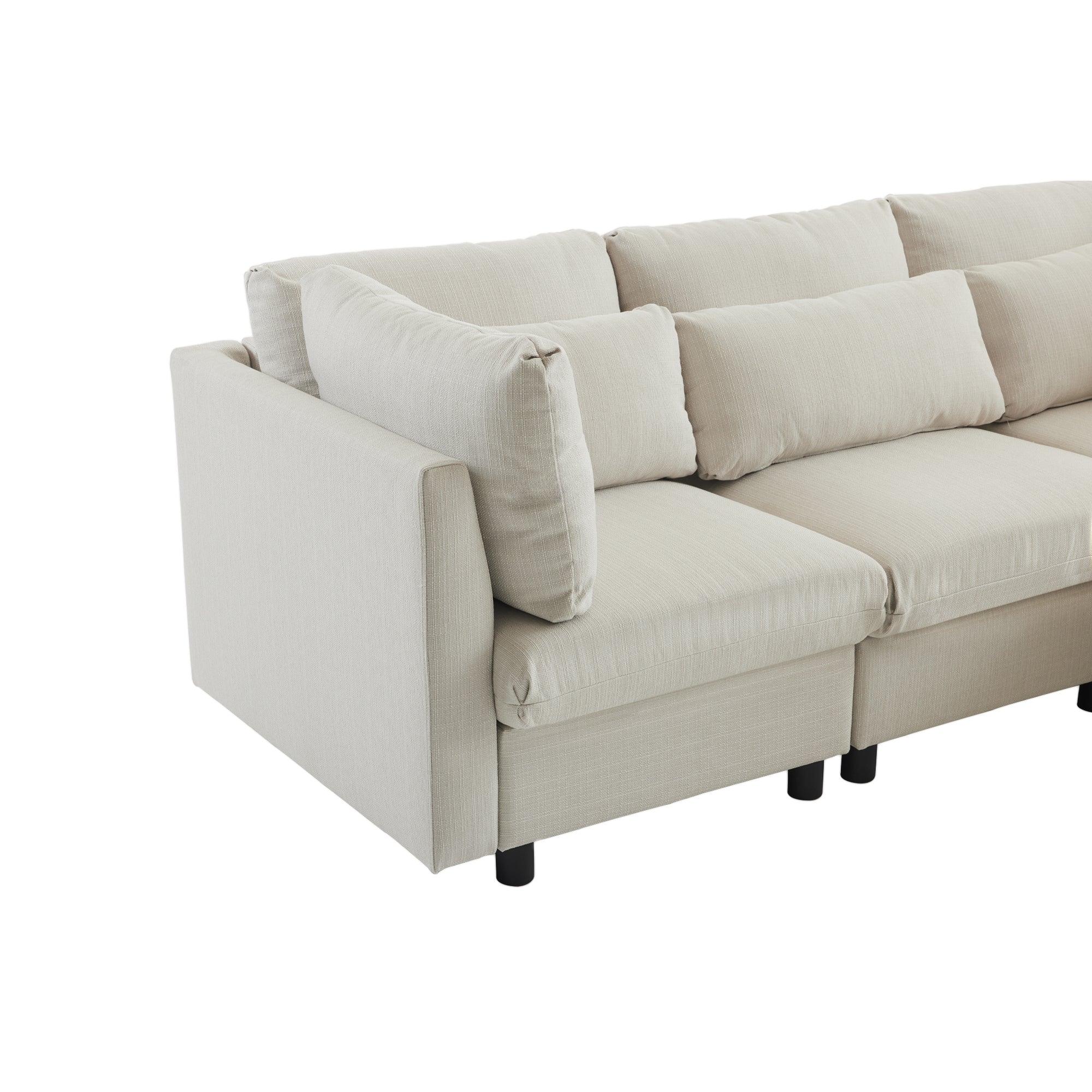 Logidon hoekbank beige stof moderne driezitsbank met voetenbank