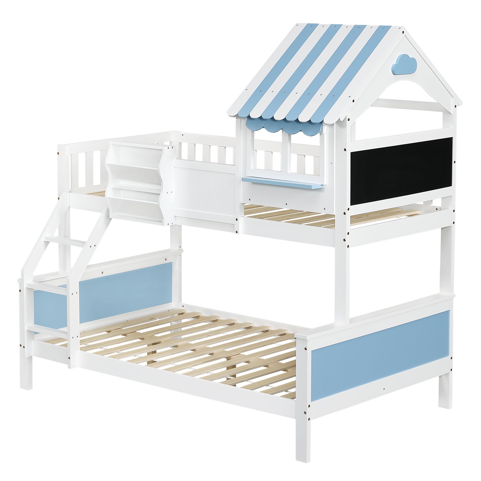 Logidon stapelbed kinderbed met opbergruimte 90x200/120x200 wit-blauw