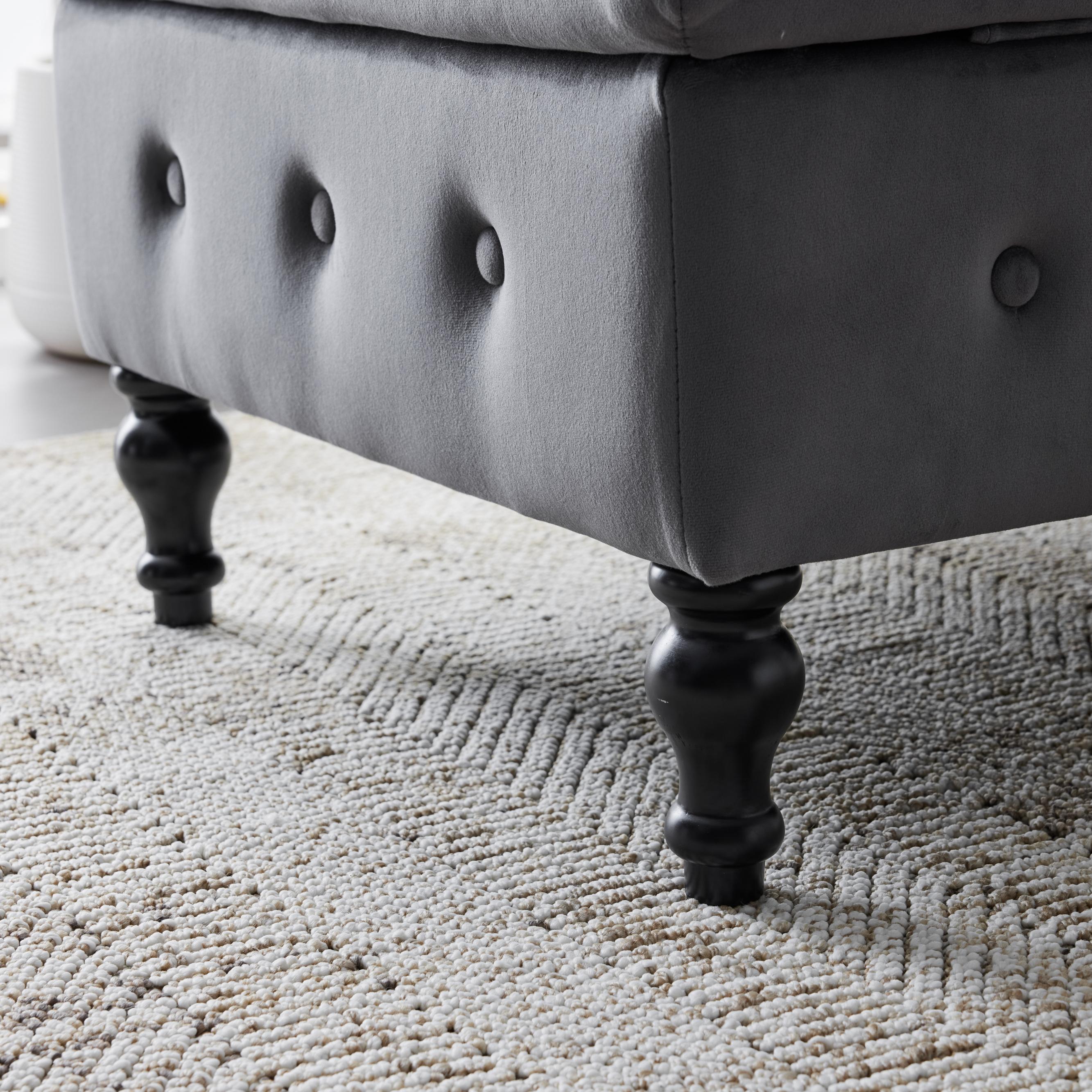 Logidon chaise longue bank grijs fluweel met opbergspijkerkop